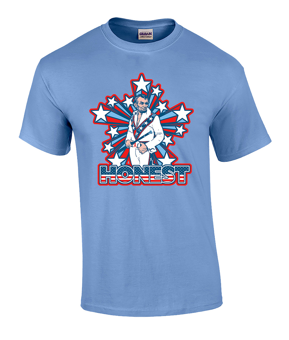 Funny Patriotic Honest Abe Graphic Short Sleeve Tee Shirt Black - Picture 11 of 18