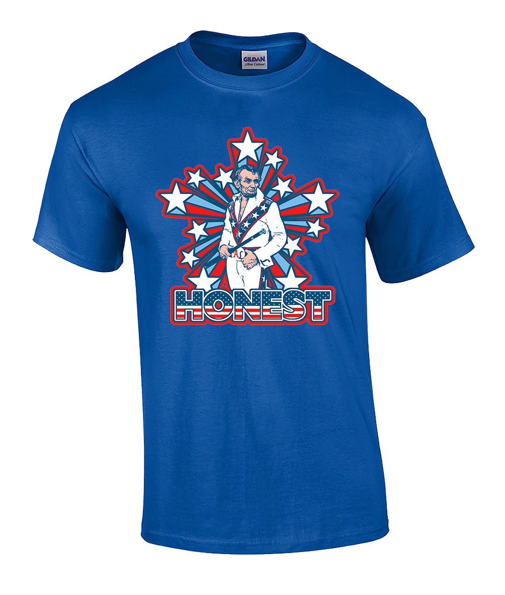 Funny Patriotic Honest Abe Graphic Short Sleeve Tee Shirt Black - Picture 15 of 18