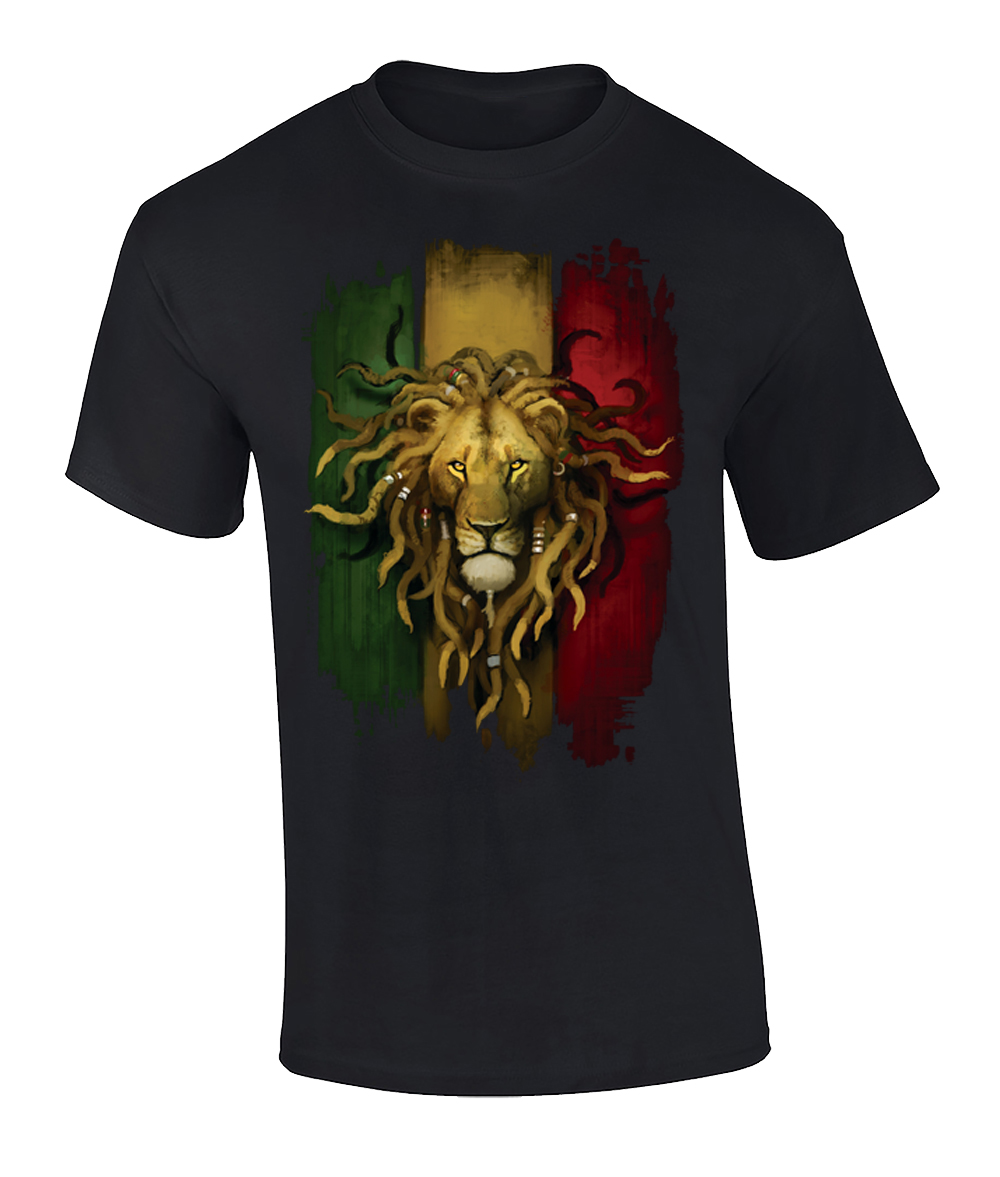 Fantasy Rasta Lion Graphic Short Sleeve Adult Tee Shirt Black - Bild 7 von 42
