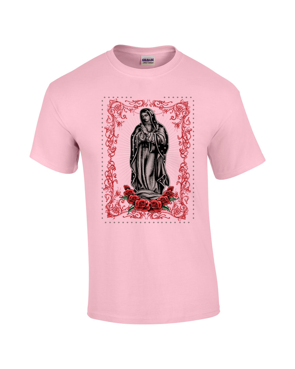 Virgin Maria Roses Tattoo Adult Tee Shirt Black - Picture 15 of 26