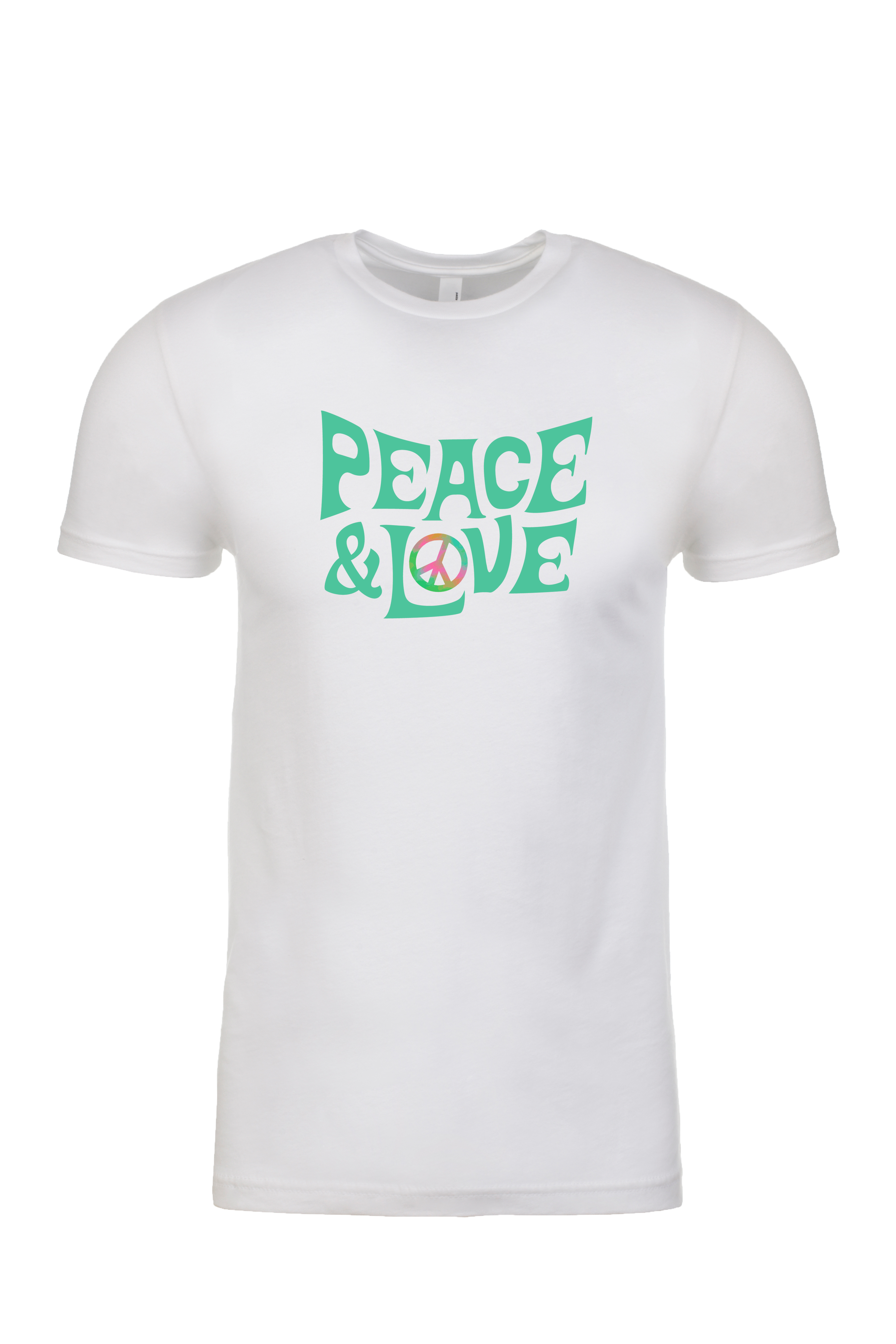 Peace and Love Adult Unisex Short Sleeve Tee Shirt Cream - Bild 14 von 17