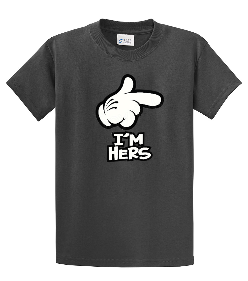 Cartoon Hand I'm Hers Men's Tee Shirt Funny Hand Pointing I'm Hers Black - Bild 25 von 117