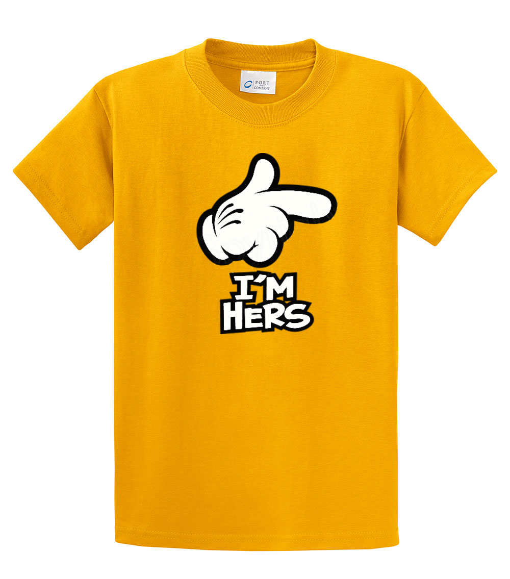 Cartoon Hand I'm Hers Men's Tee Shirt Funny Hand Pointing I'm Hers Black - Bild 37 von 117