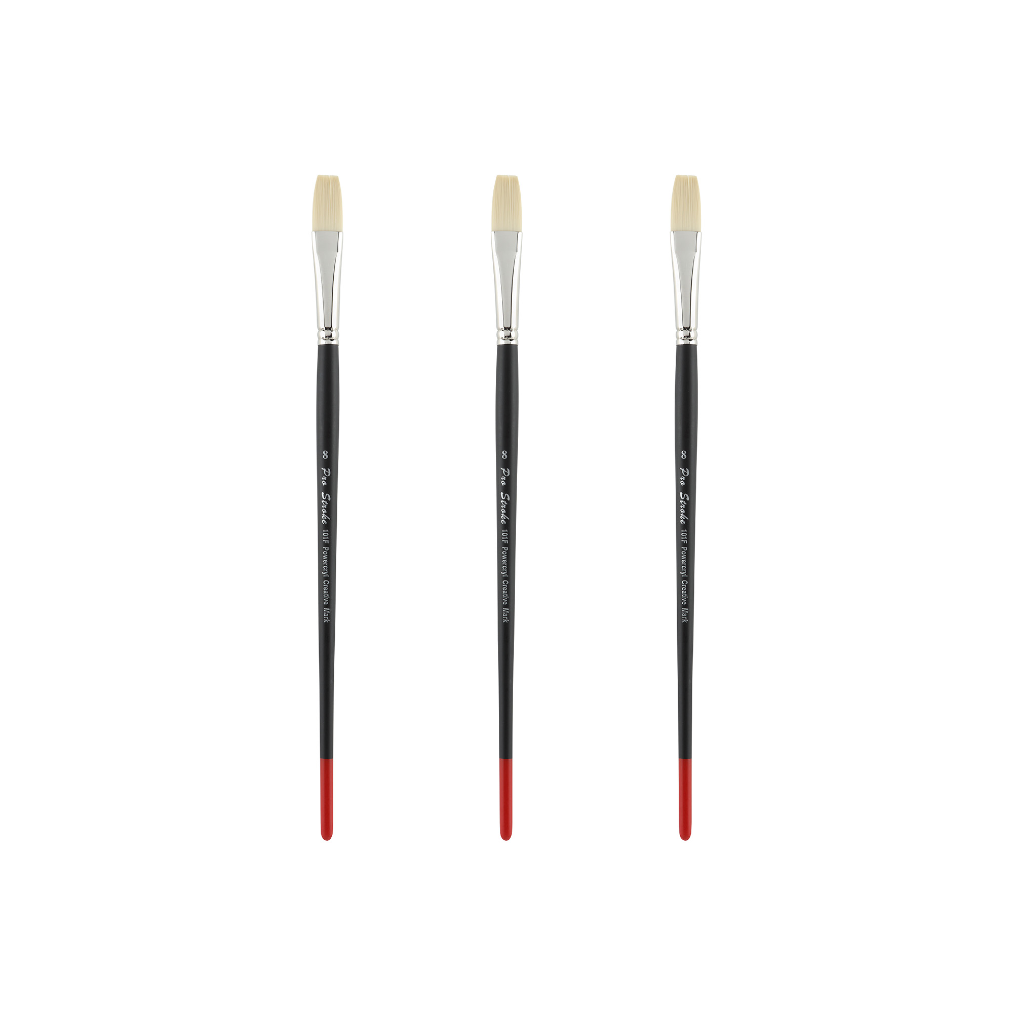 Juego de 3 pinceles acrílicos Creative Mark Pro-Stroke Powercryl, planos #8