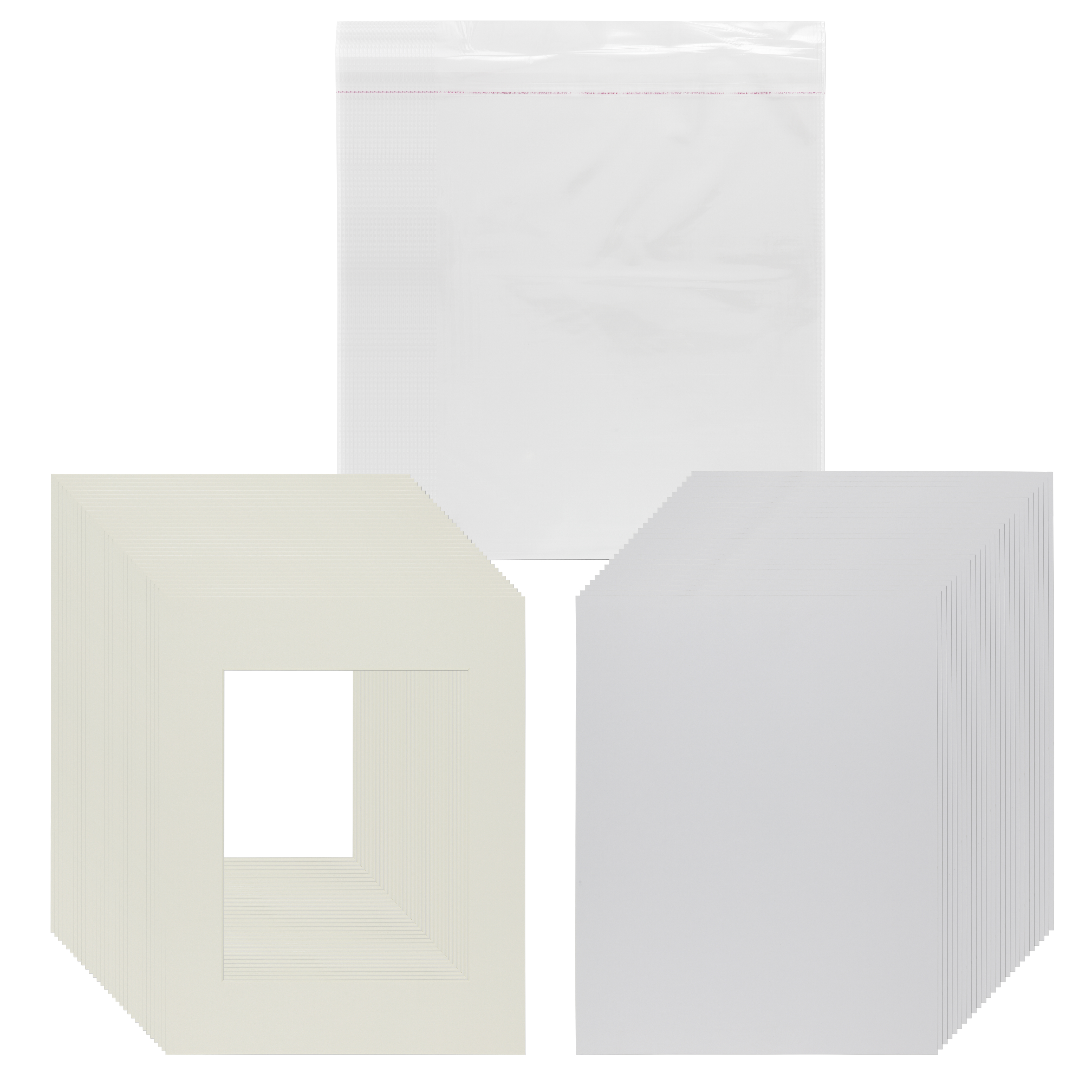 Backing Pack of 25 8x10 White Picture Mats Mattes with White Core Bevel Cut for 5x7 Photo Bags