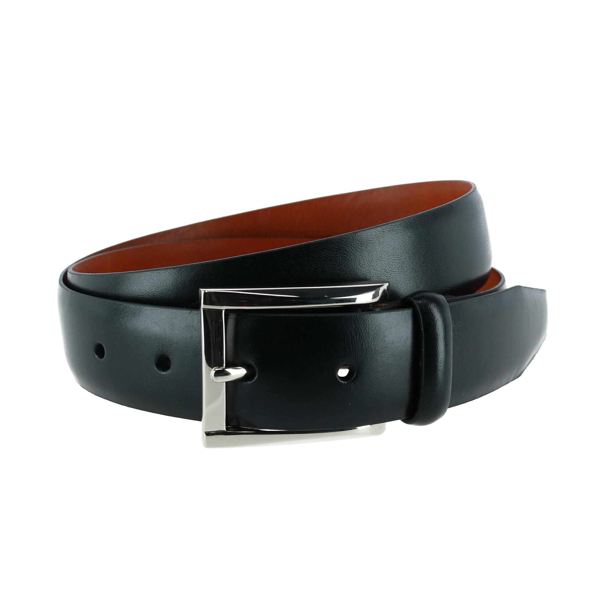 Trafalgar Men's Broderick 32mm Leather Dress Belt – Full Grain Leather, Classic Square Buckle - Black