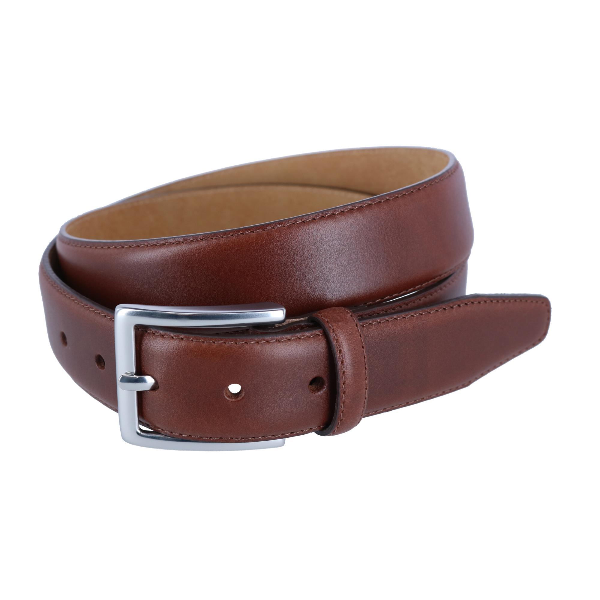 Trafalgar Men's Orion Smooth Leather 35mm Dress Belt - Brown
