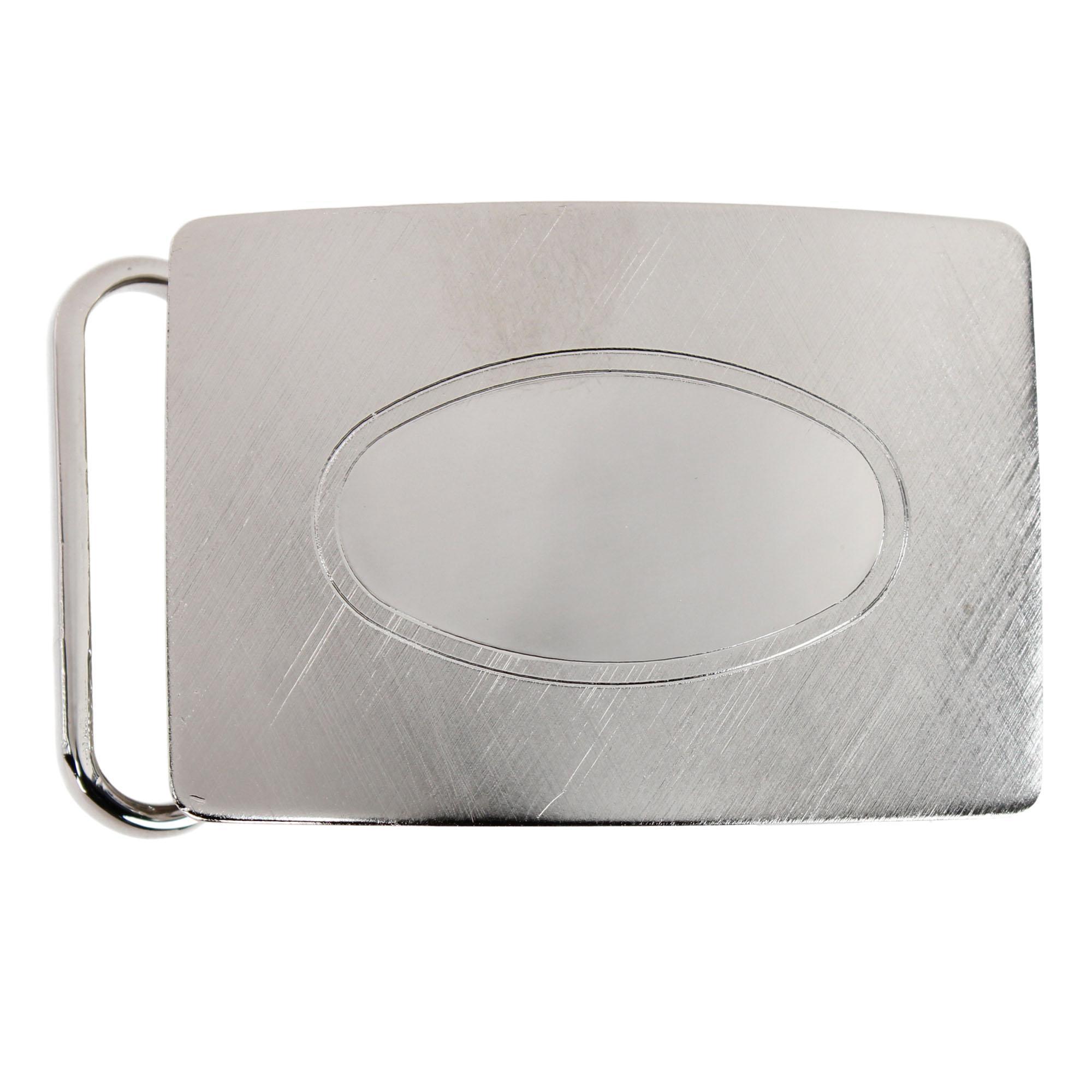 Trafalgar 30mm Oval Signet Brass Based Compression Belt Buckle - Silver one size