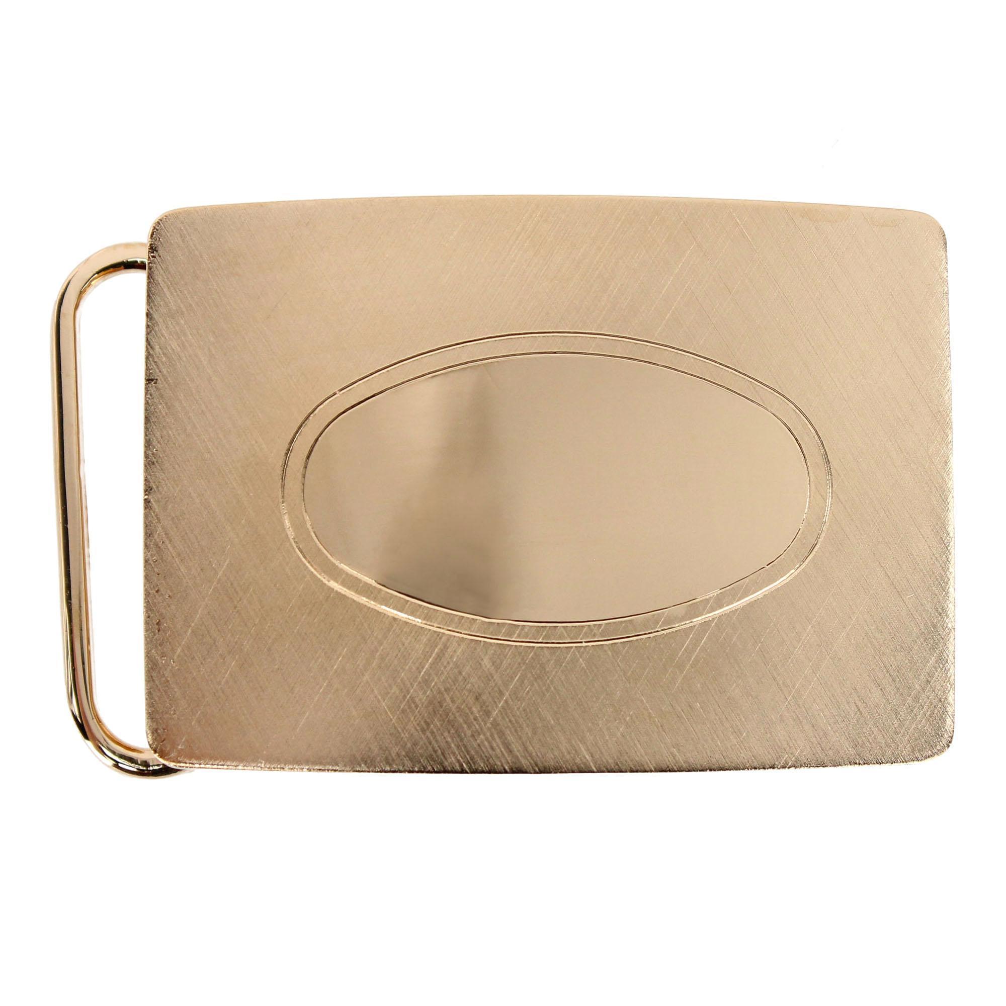 Trafalgar 30mm Oval Signet Brass Based Compression Belt Buckle - Gold one size