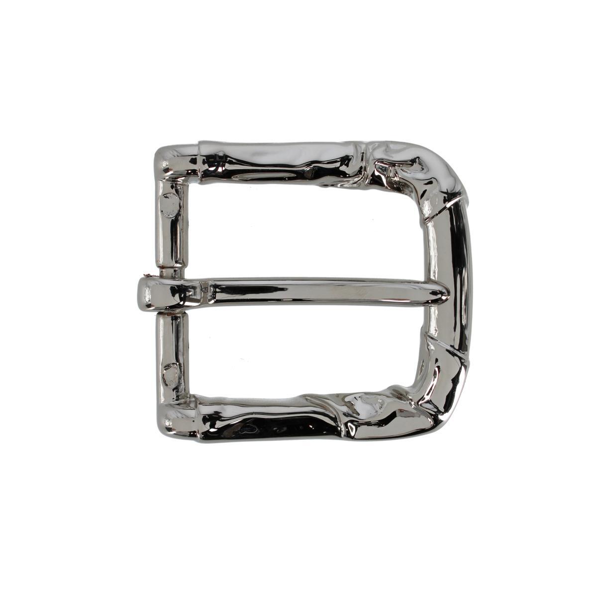 Trafalgar 35mm Italian Rippled Textured Solid Brass Harness Belt Buckle - Shiny Nickel one size