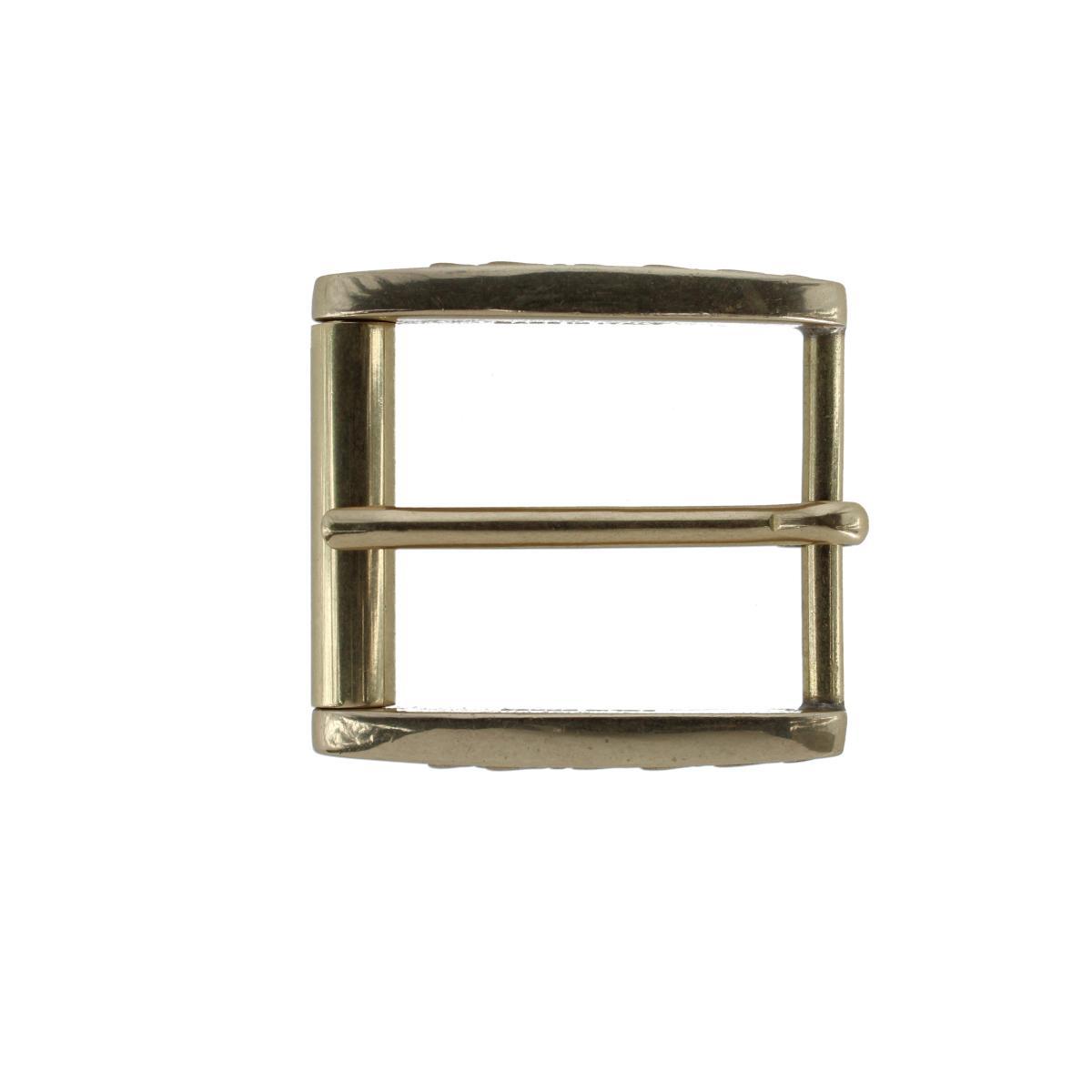 Trafalgar 35mm Solid Brass Side Detailed Roller Harness Belt Buckle - Polish Brass one size