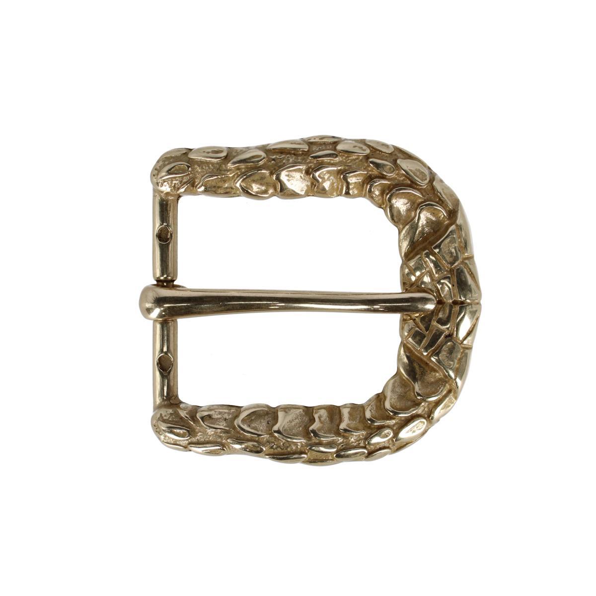 Trafalgar 35mm Opulent Scaled Italian Solid Brass Harness Belt Buckle - Polished Brass one size
