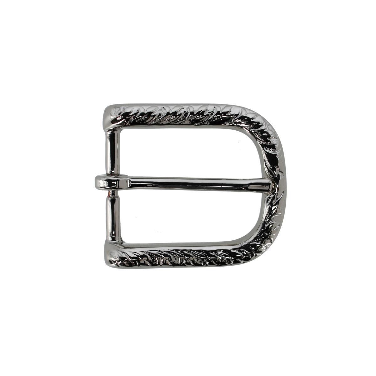 Trafalgar 30mm Italian Rippled Textured Solid Brass Harness Belt Buckle - Shiny Nickel one size