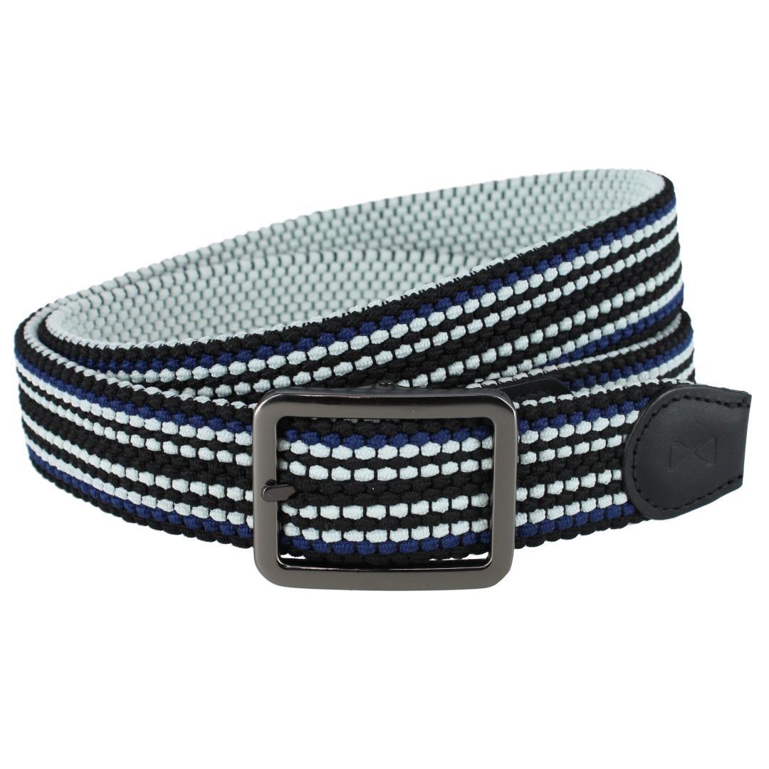 Trafalgar Big & Tall Alejandro Black & White Reversible Braided Golf Belt - Black Stripes and White 52