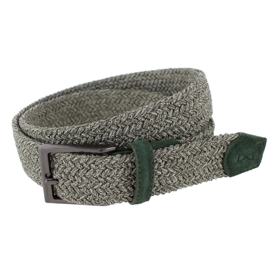 Trafalgar Big and Tall Madden Marble Weave 35mm Golf Stetch Belt - Khaki 48