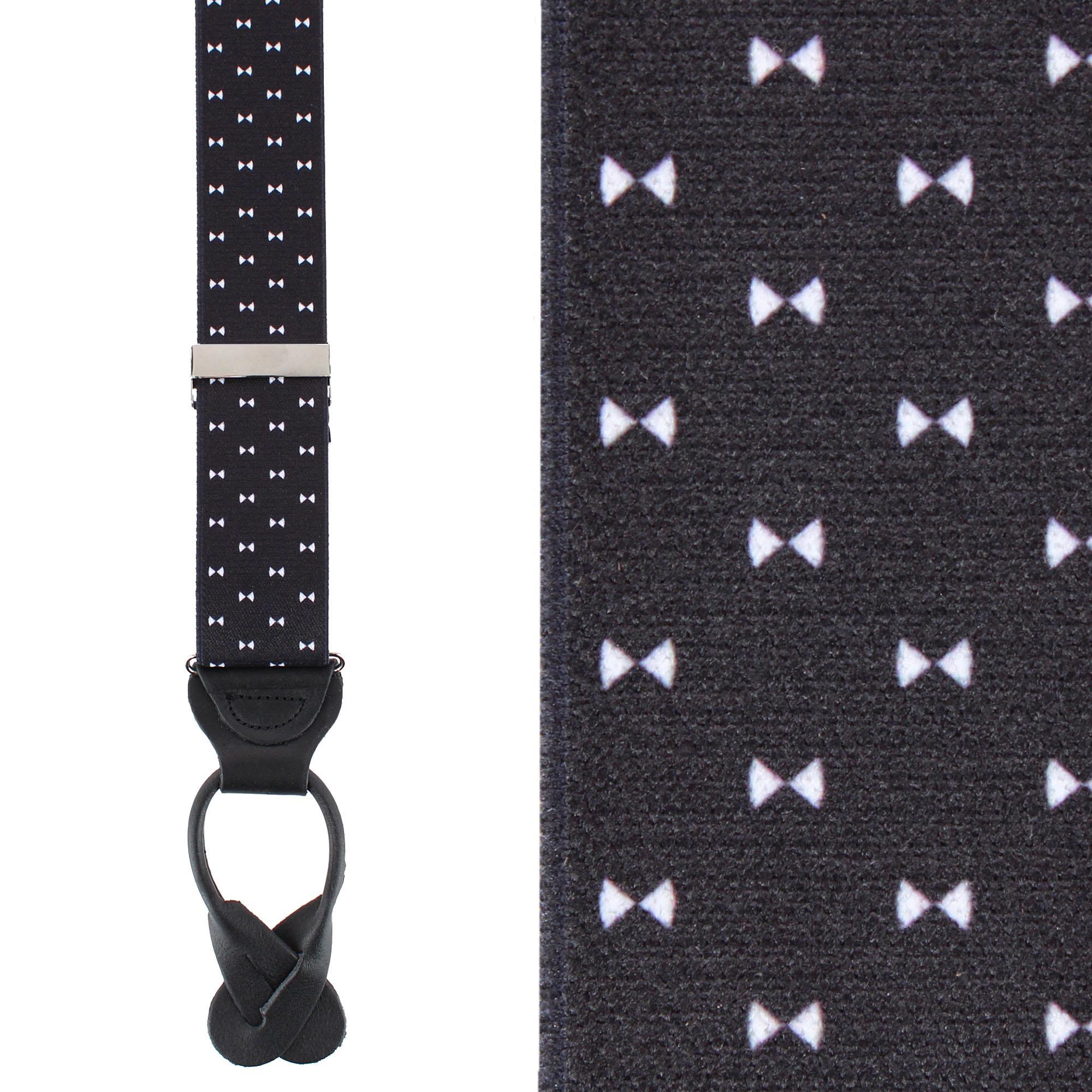 Trafalgar Men's The Micro Bow Classic Elastic Button End Suspenders - Black