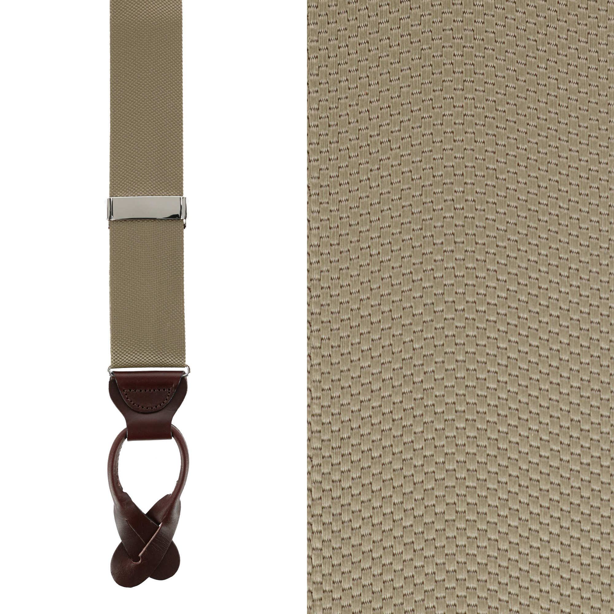 Trafalgar Men's Hudson Nylon Button End Suspenders - Dark Khaki