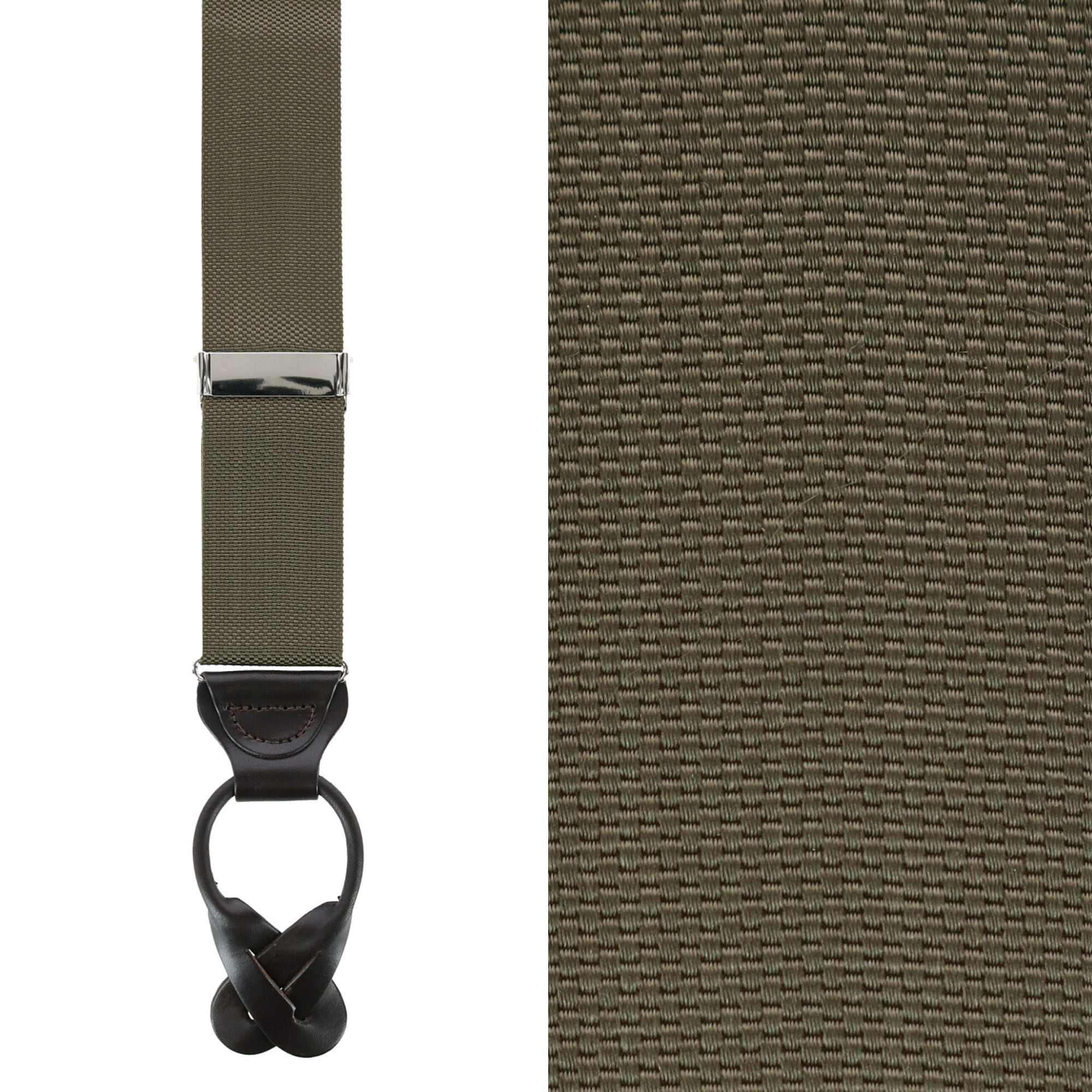 Trafalgar Men's Hudson Nylon Button End Suspenders - Olive green