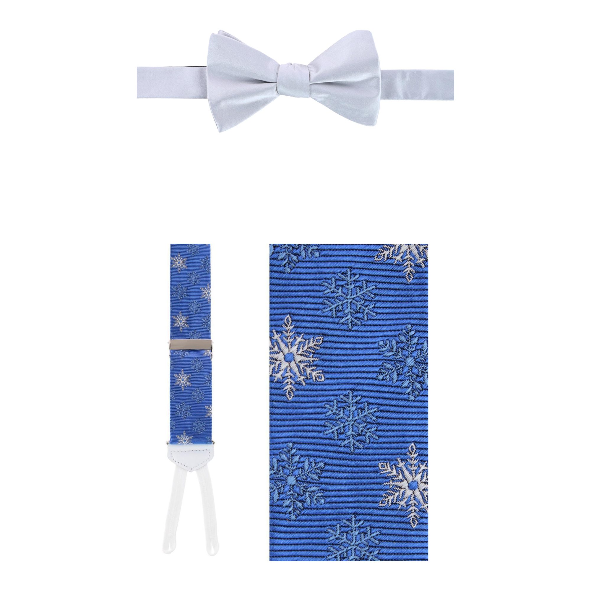 Trafalgar Let It Snow & Sutton Silk Bow Tie Bundle - Light Blue & Silver one size