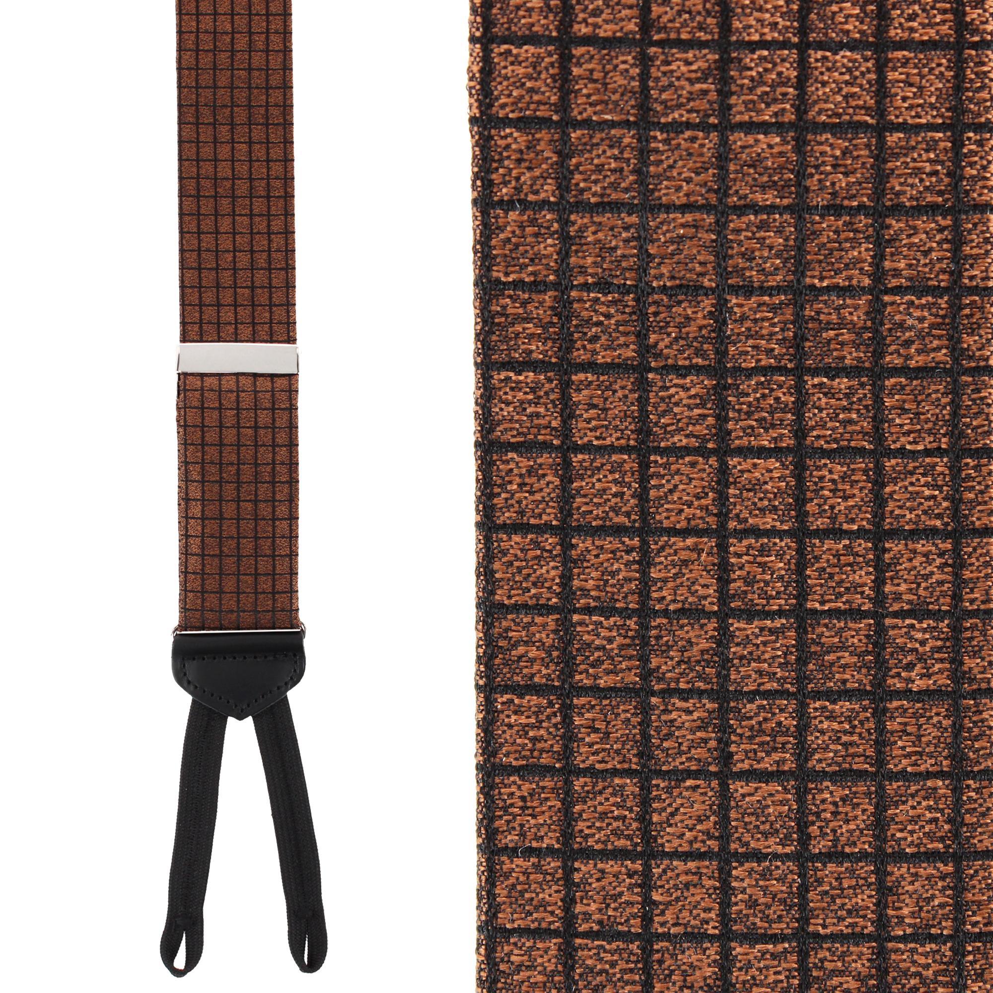 Trafalgar Bradford Neat Square Silk Formal End Braces - Brown one size