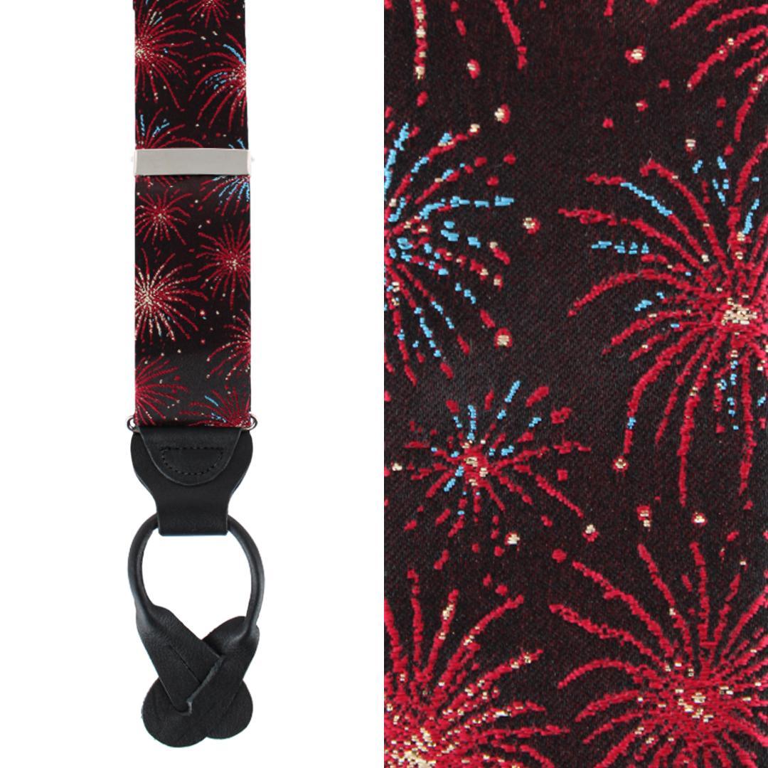Trafalgar Men's Illumination Explosion Silk Button End Suspenders - Black