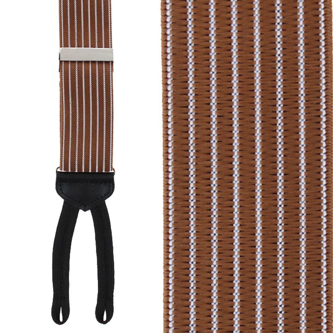 Trafalgar Men's Voltaire Chalk Stripe Formal End Suspenders - Englis tan