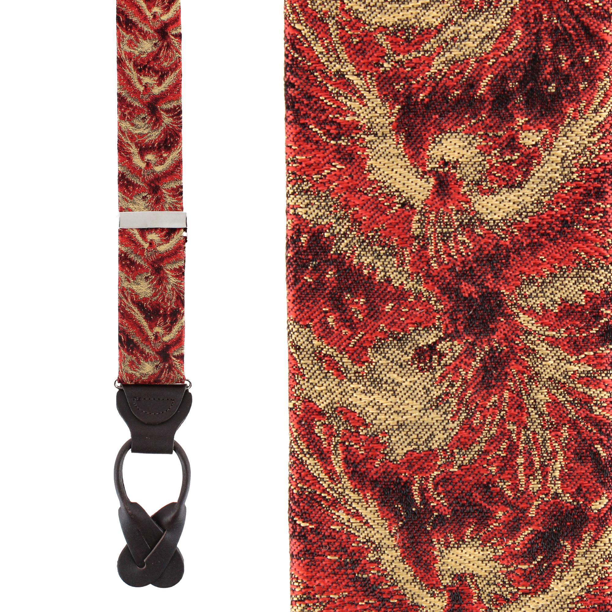 Trafalgar Men's Phoenix Soaring Silk Button End Suspenders - Orange