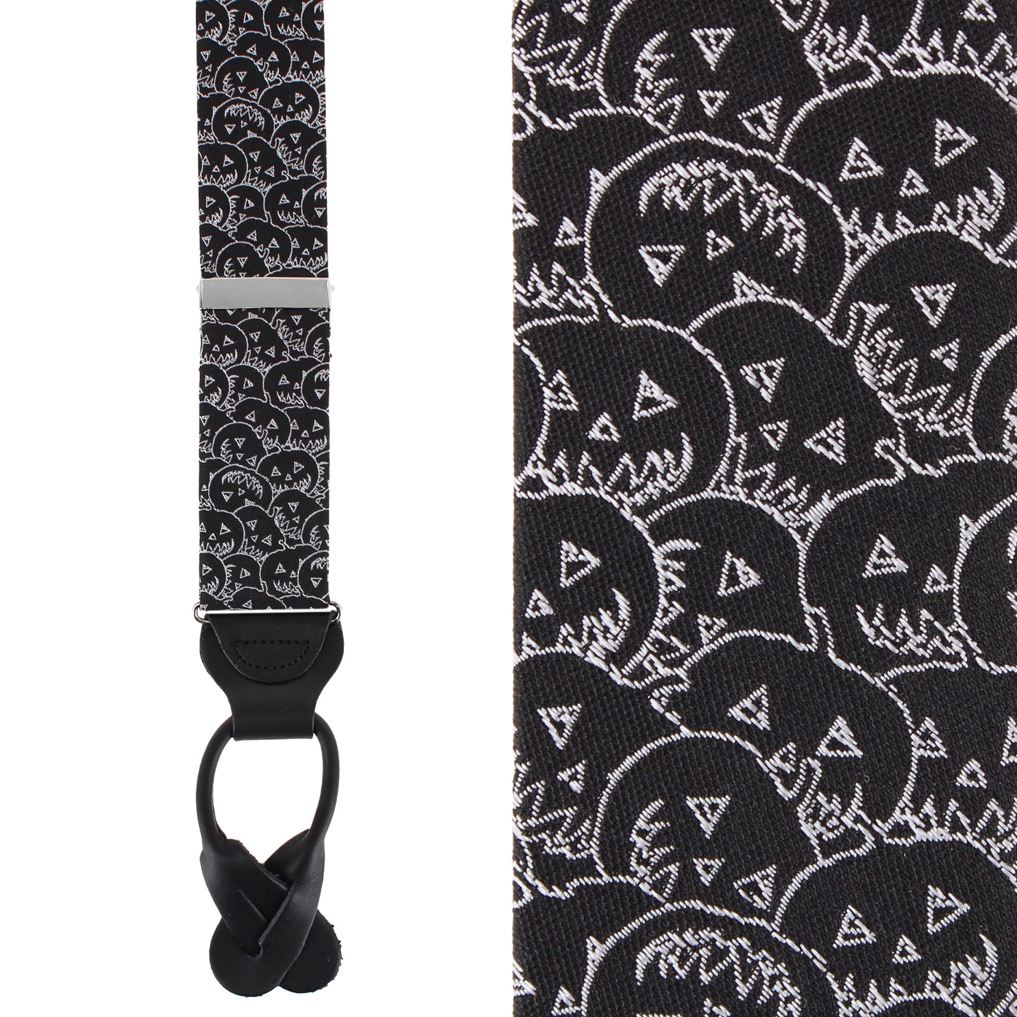 Trafalgar Jack O'Lantern Smiley Halloween Novelty Silk Button End Braces - Black one size