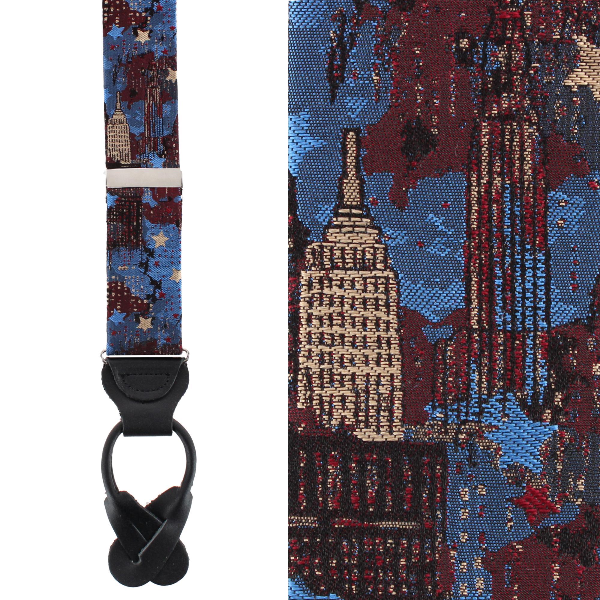 Trafalgar Men's Nyc Proud Silk Novelty Button End Suspenders - Multiple