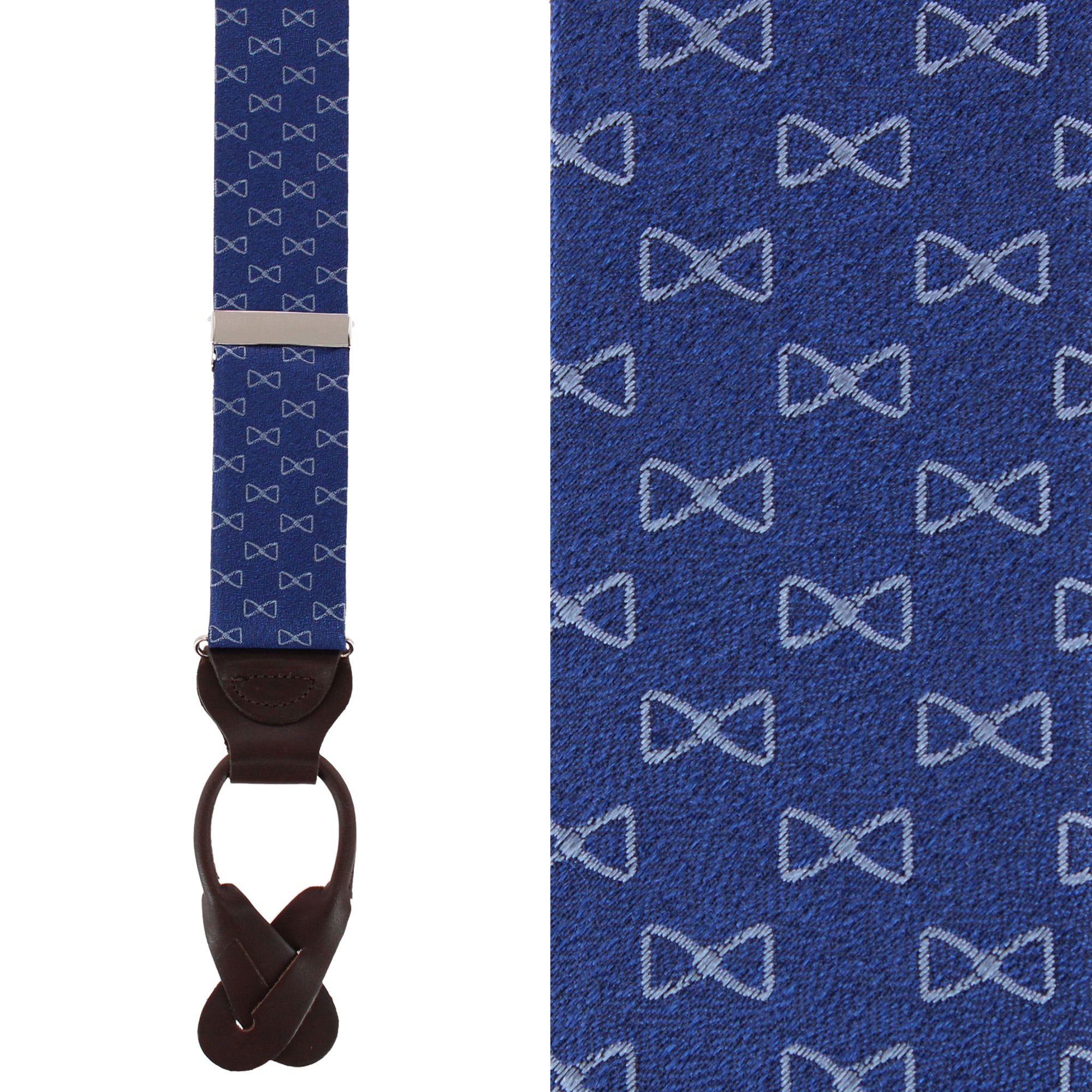 Trafalgar Trafalgar Signature Logo Silk Novelty Button End Braces - Navy Blue one size