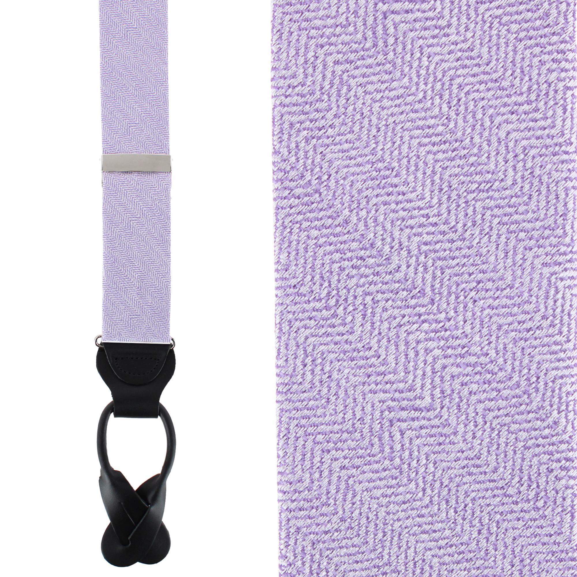 Trafalgar Classy Herringbone Wool Blend Business Button End Braces - Purple one size