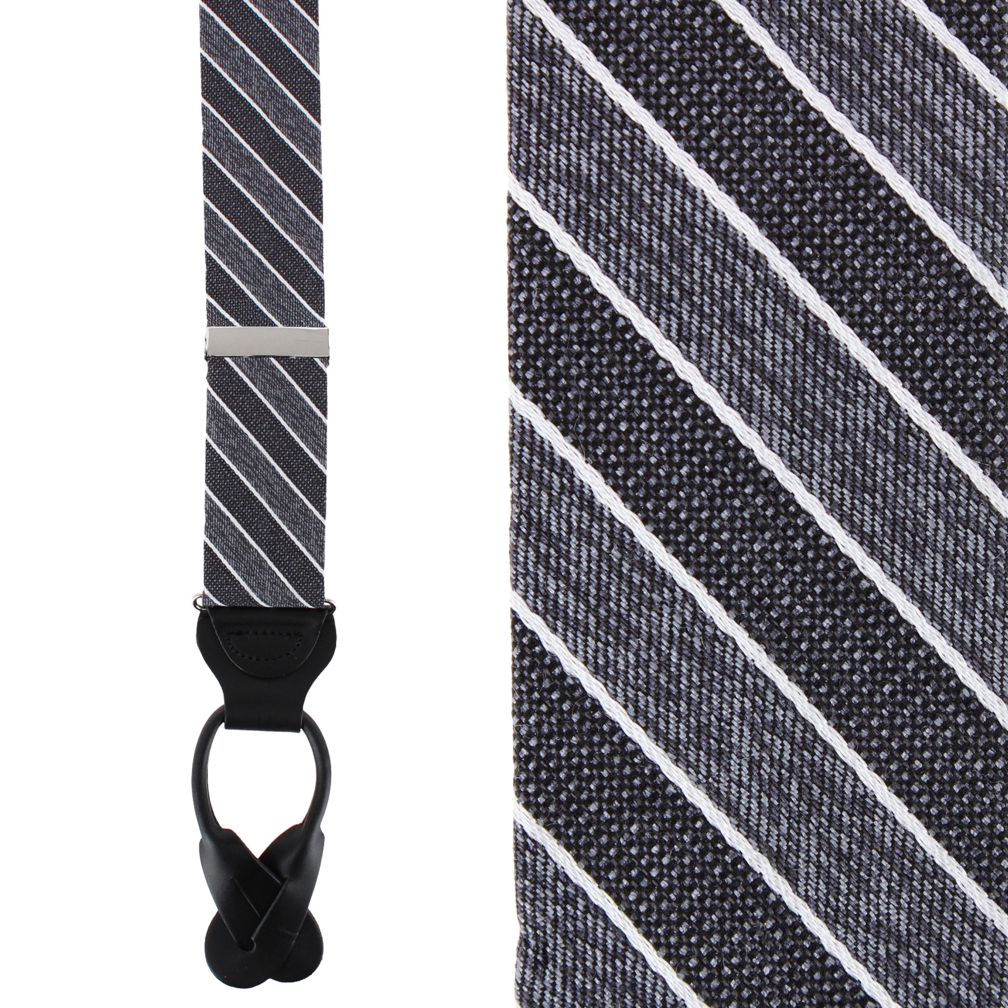 Trafalgar Men's Dacari Diagonal Blocked Wool Blend Button End Suspenders - Black