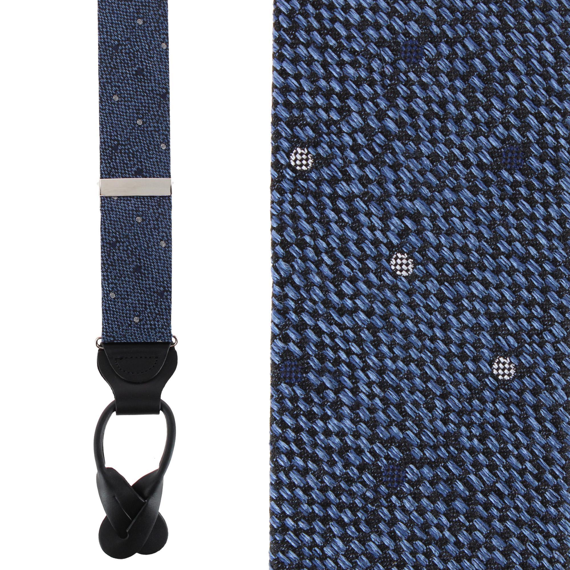 Trafalgar Percival Polka Dot Wool Blend Button End Braces - Navy one size