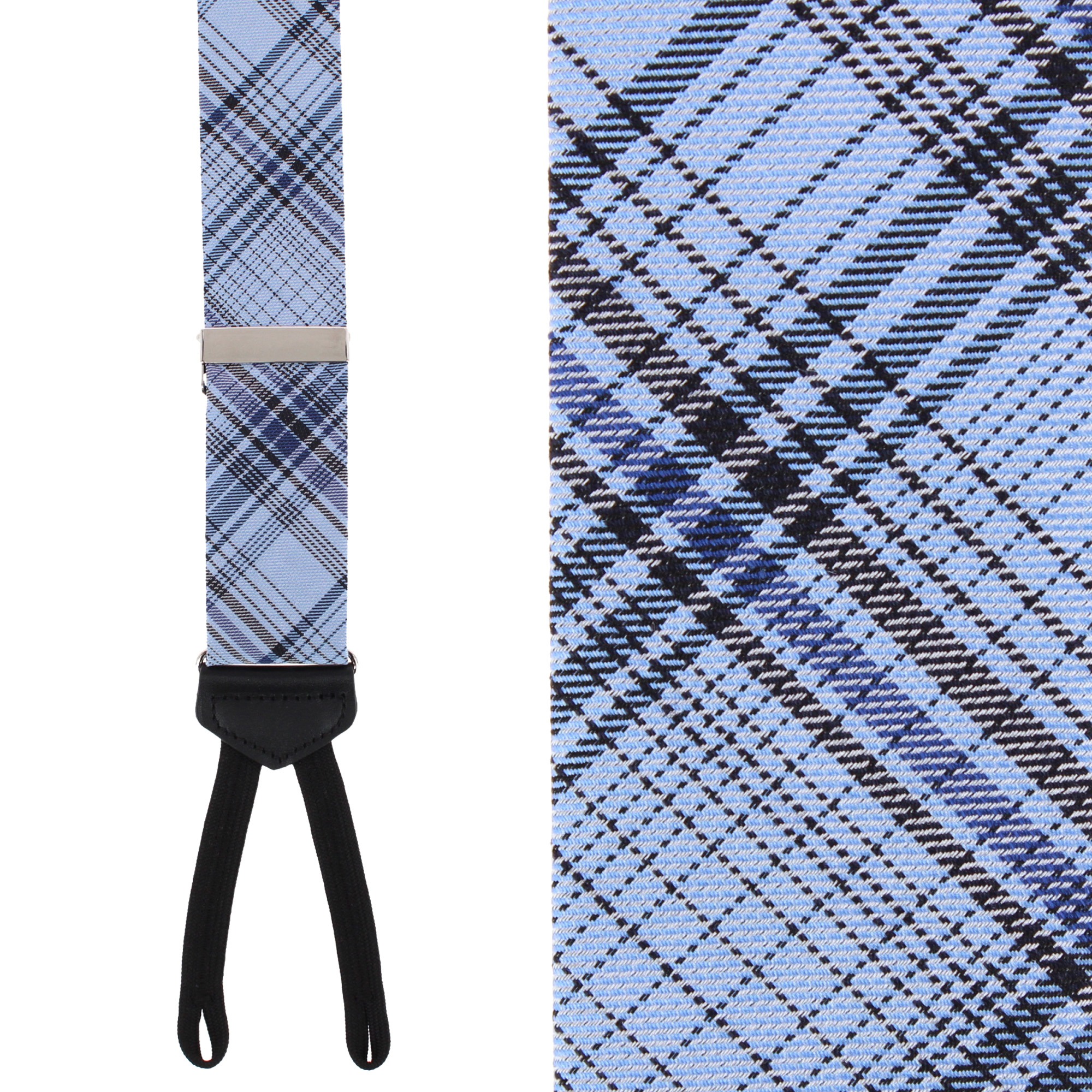 Trafalgar Men's Leander Multi Striped Business Wool Blend Formal End Suspenders - Light blue
