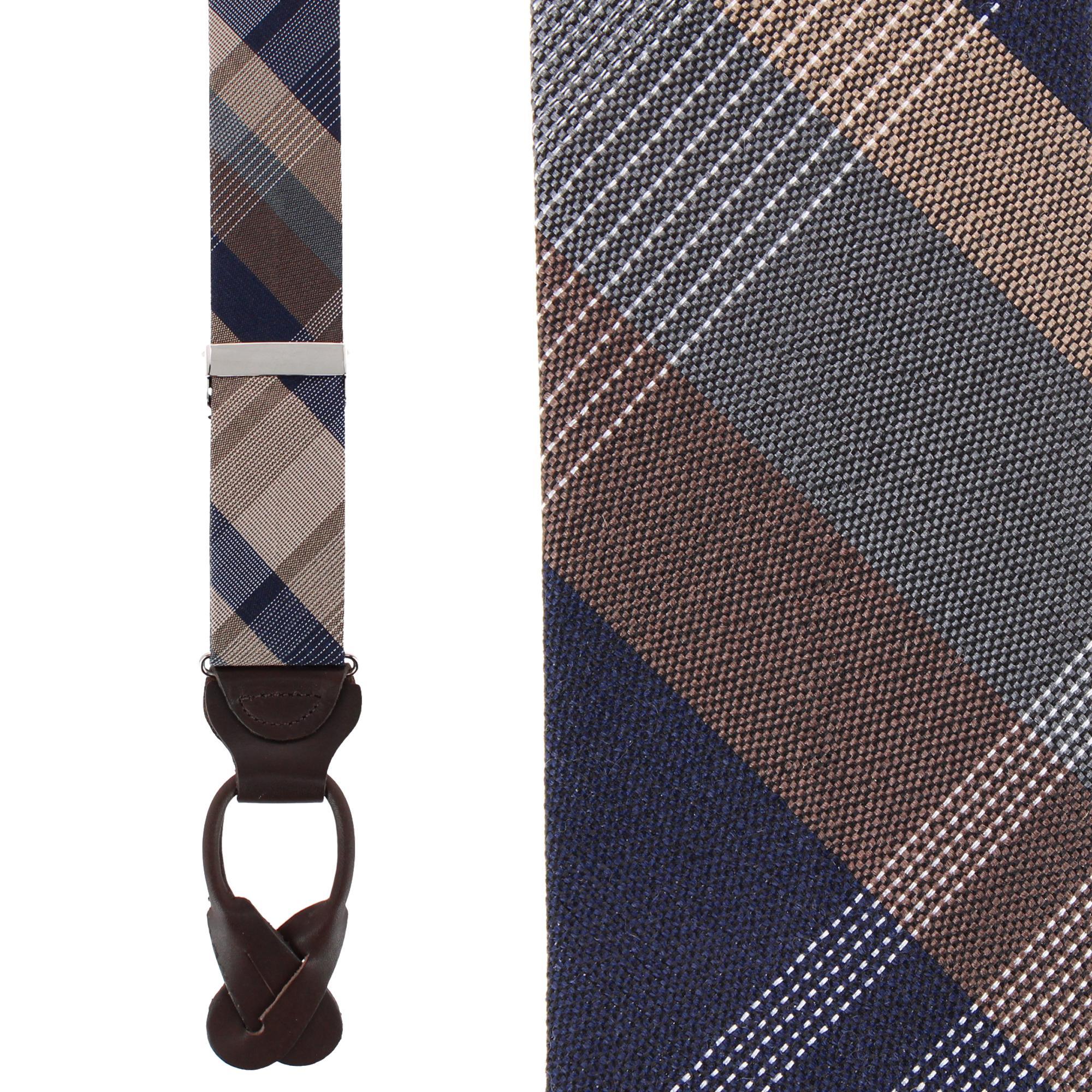 Trafalgar Rolando Stately Plaid Wool Blend Business Button End Braces - Multiple one size