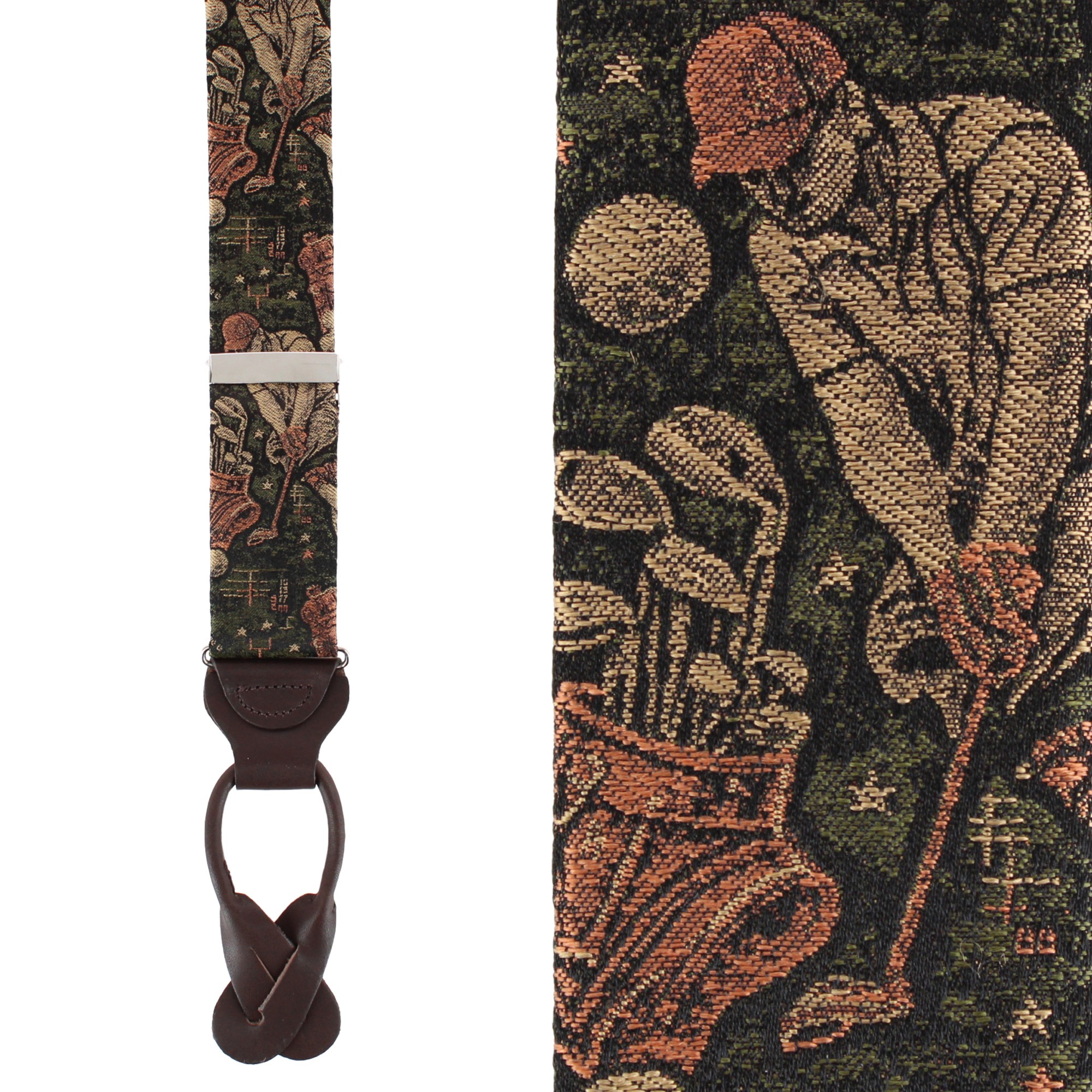 Trafalgar It's a Birdie Golf Silk Novelty Button End Braces - Green one size