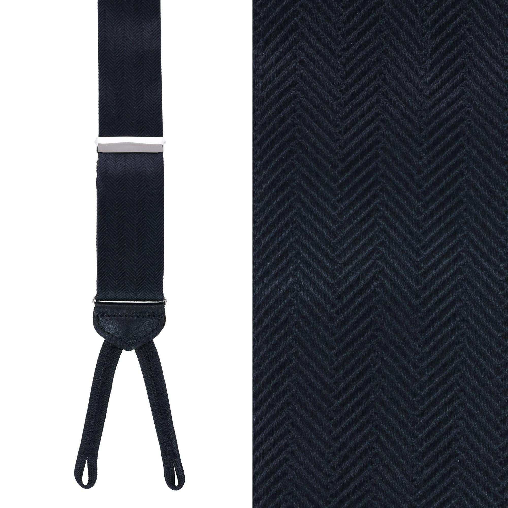 Trafalgar Men's Classic Herringbone Formal End Silk Suspenders - Black