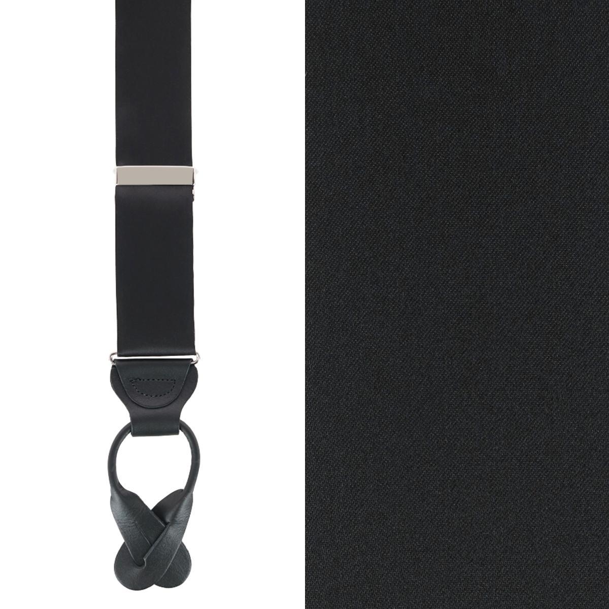 Trafalgar Men's Dutton Solid Color Silk Button End Suspenders - Black