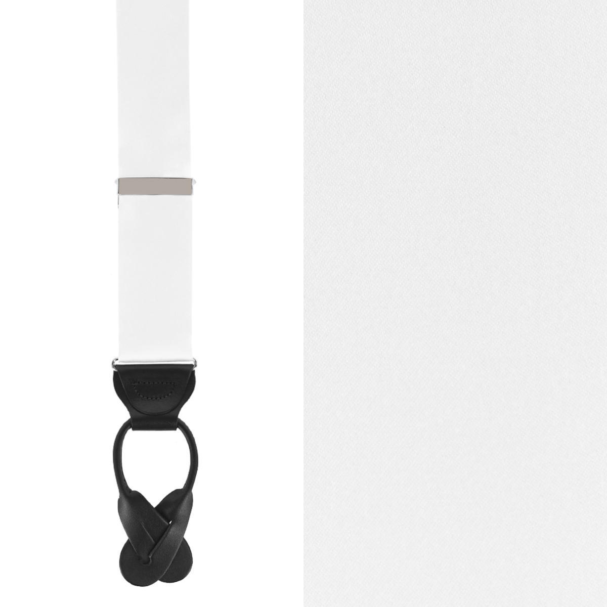 Trafalgar Men's Dutton Solid Color Silk Button End Suspenders - White