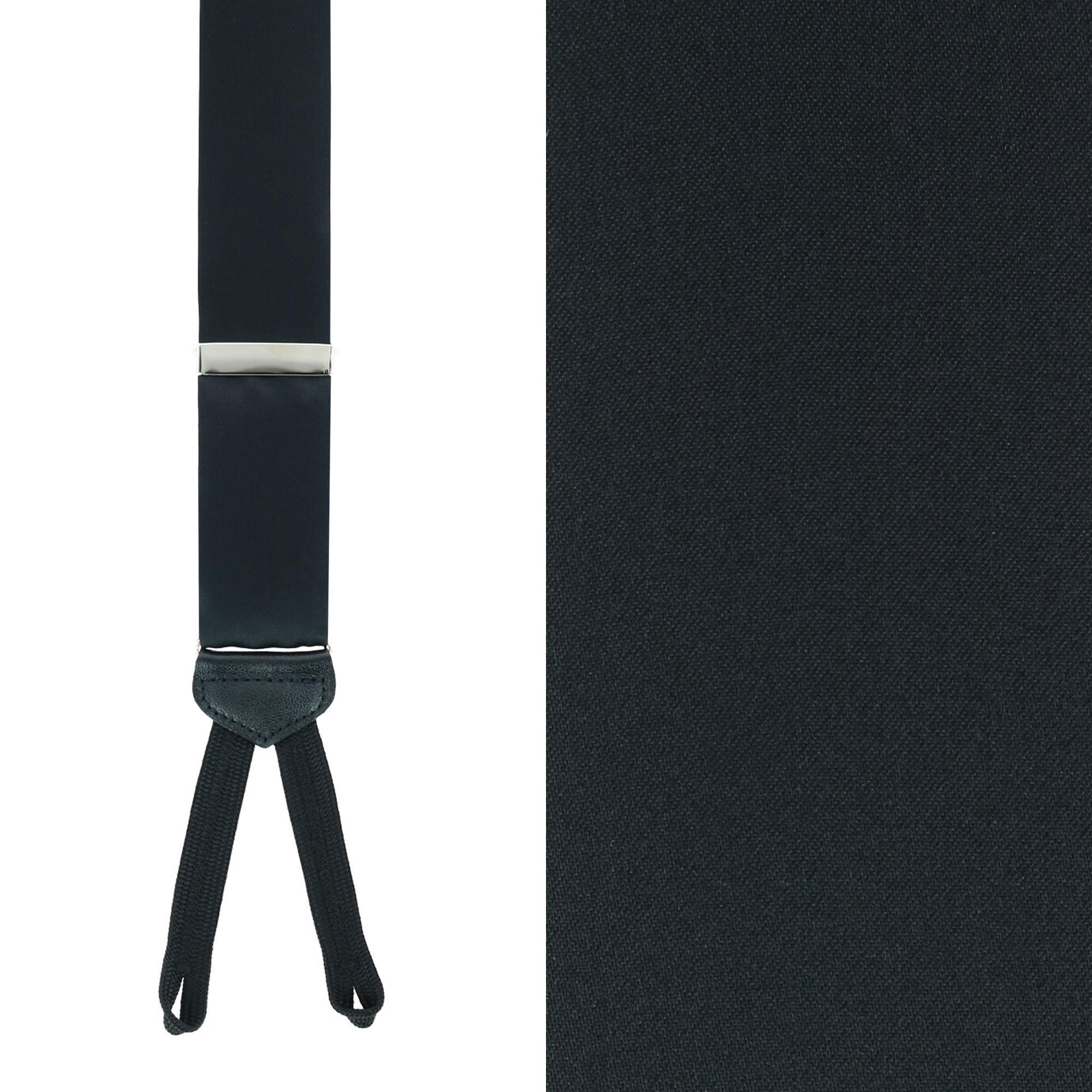 Trafalgar Men's Sutton Solid Color Silk Formal Suspenders | Y-Back, Adjustable Braces - Black