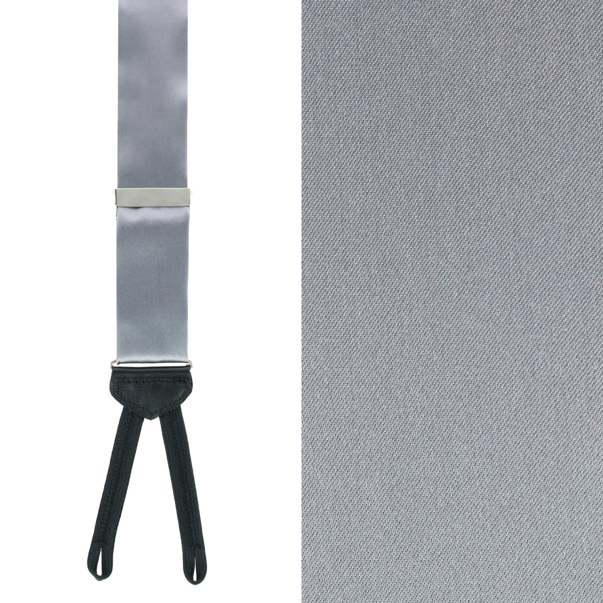 Trafalgar Men's Sutton Solid Color Silk Formal Suspenders | Y-Back, Adjustable Braces - Grey