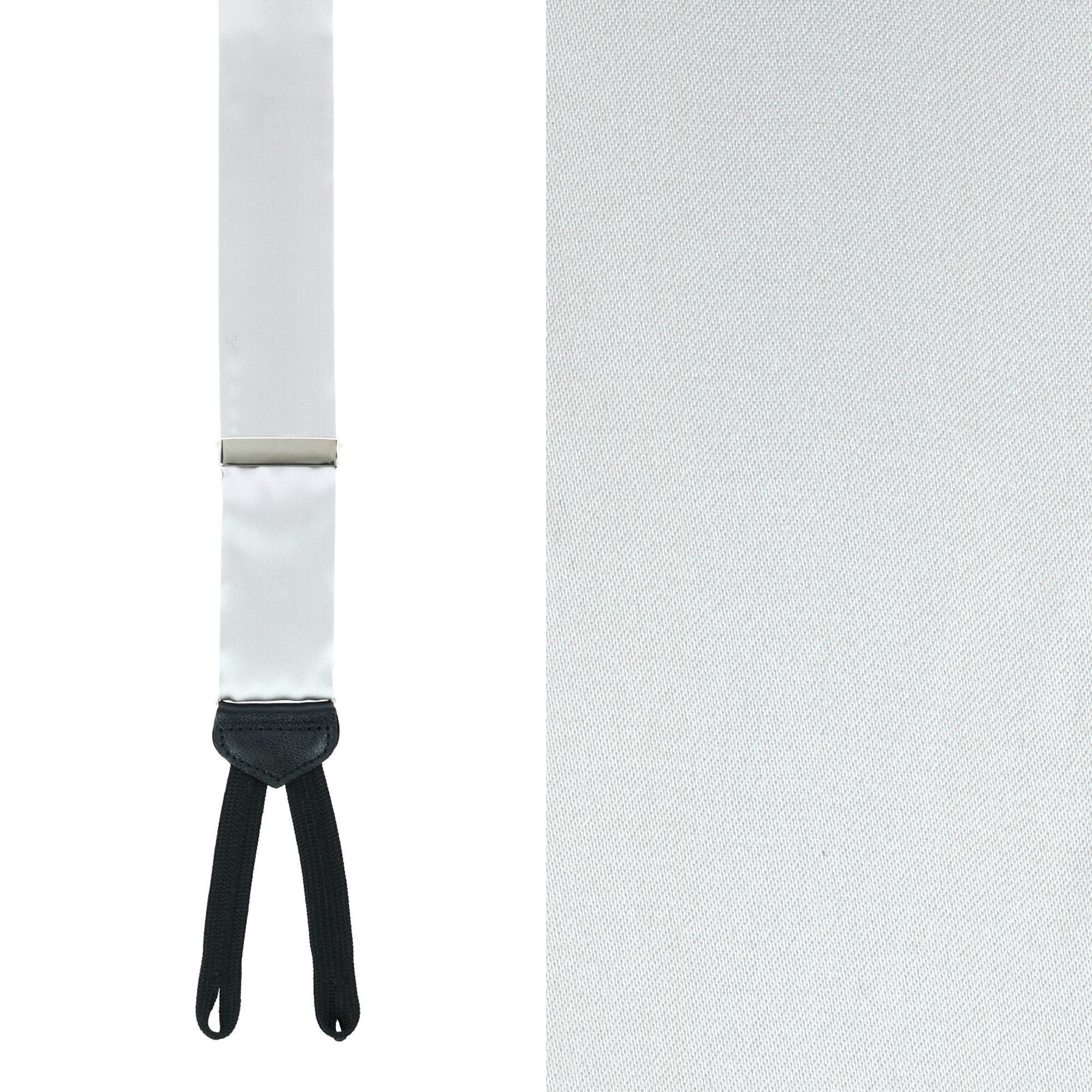 Trafalgar Men's Sutton Solid Color Silk Formal Suspenders | Y-Back, Adjustable Braces - Silver