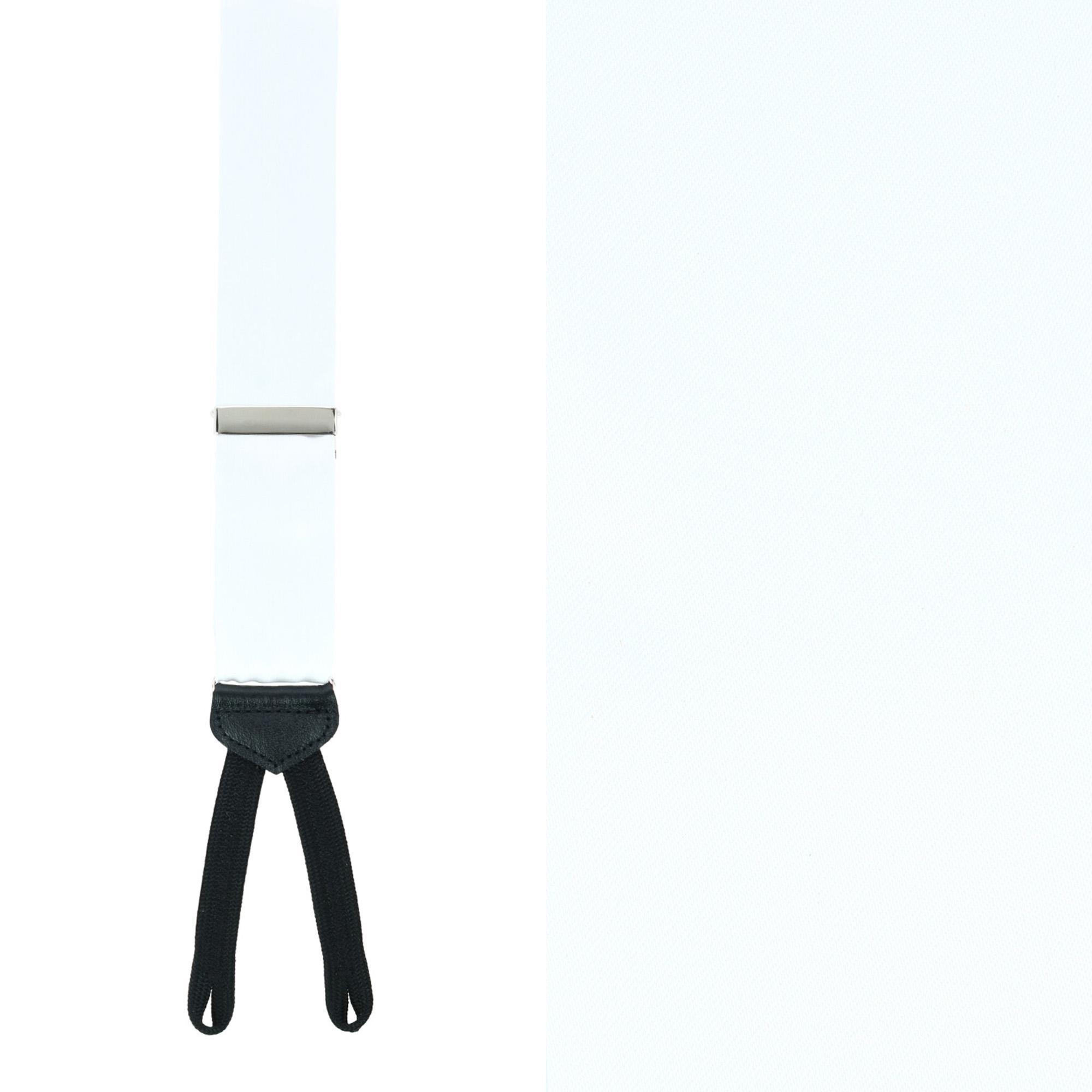 Trafalgar Men's Sutton Solid Color Silk Formal Suspenders | Y-Back, Adjustable Braces - White