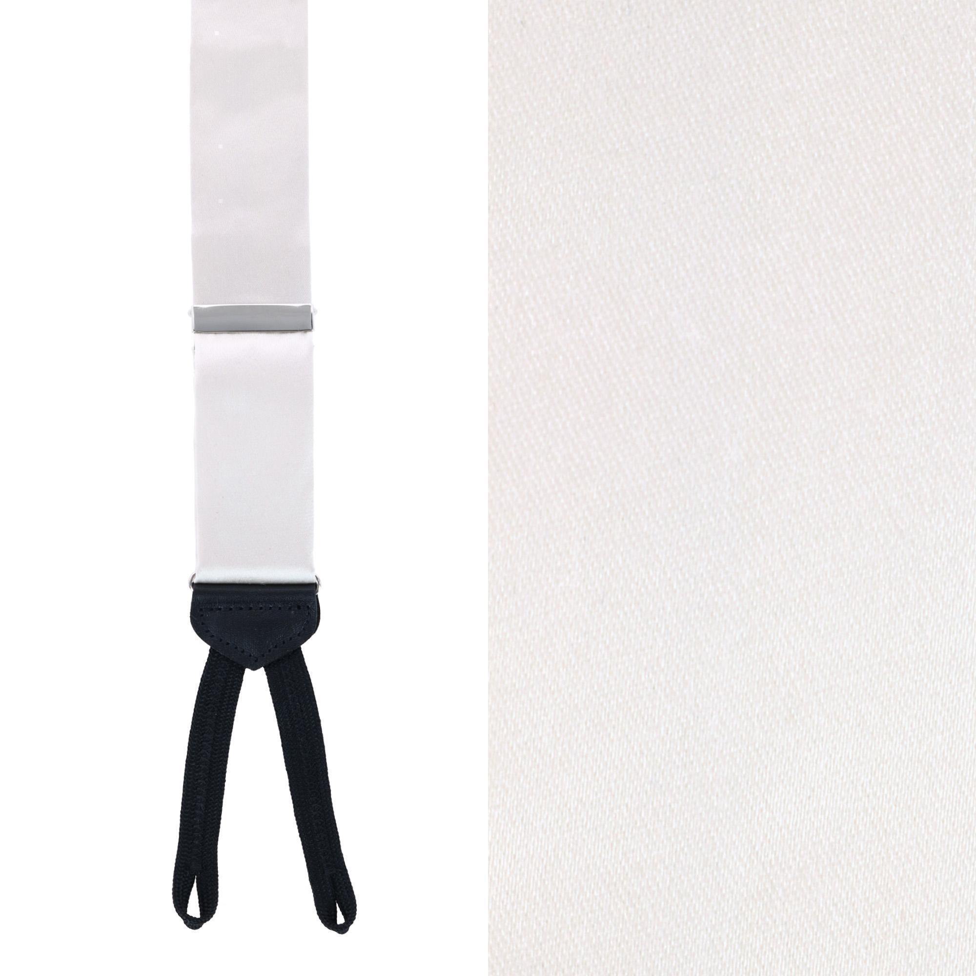 Trafalgar Men's Sutton Solid Color Silk Formal Suspenders | Y-Back, Adjustable Braces - Ivory