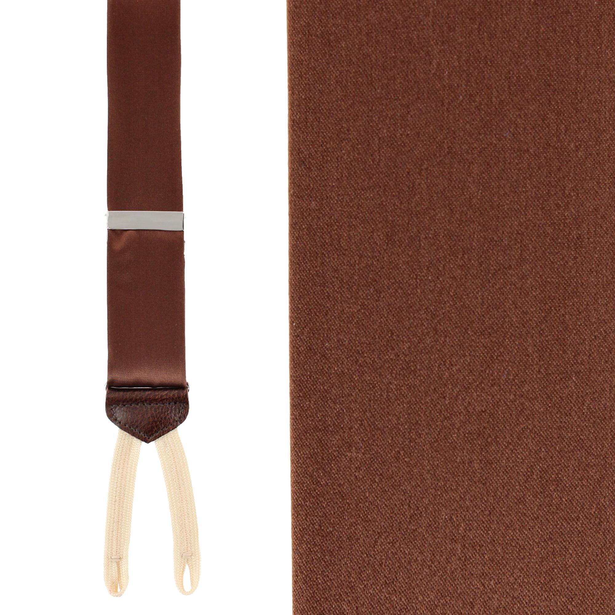 Trafalgar Men's Sutton Solid Color Silk Formal Suspenders | Y-Back, Adjustable Braces - Brown