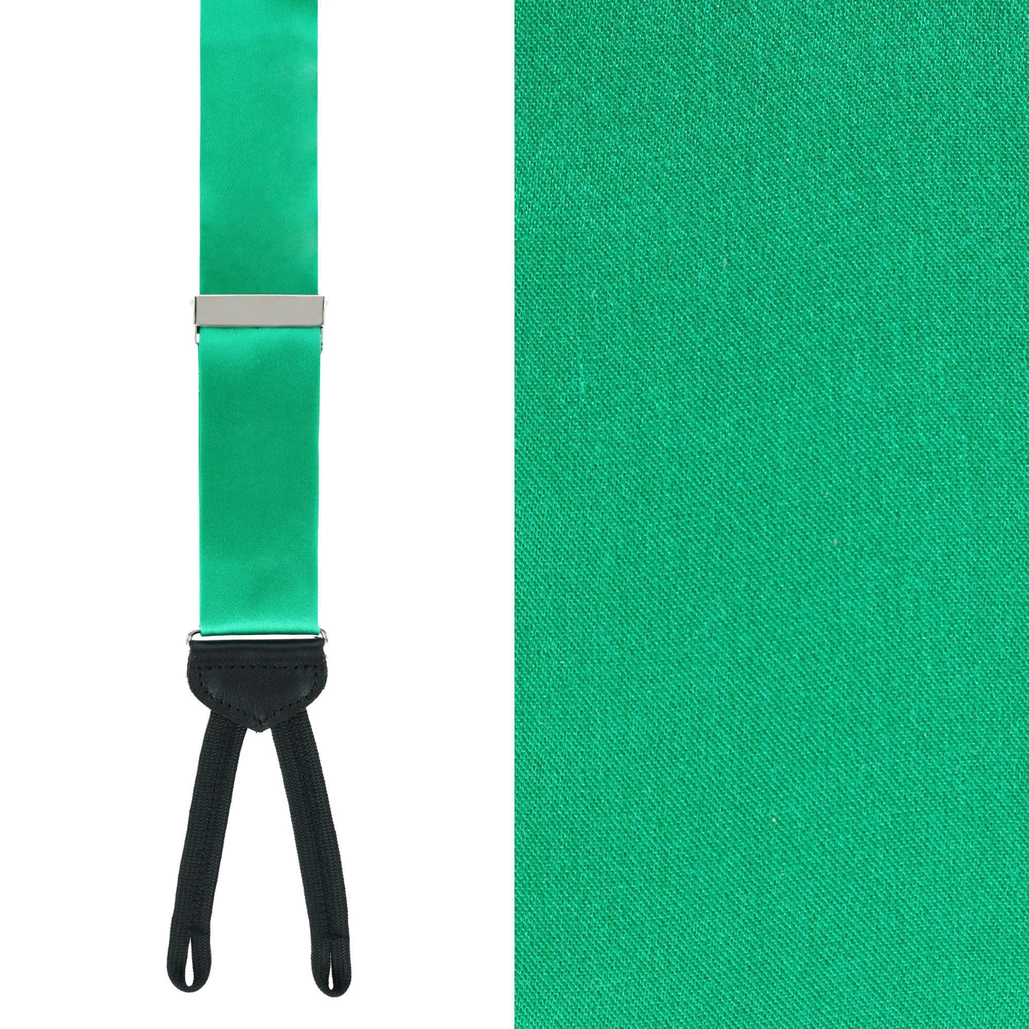 Trafalgar Men's Sutton Solid Color Silk Formal Suspenders | Y-Back, Adjustable Braces - Royal green