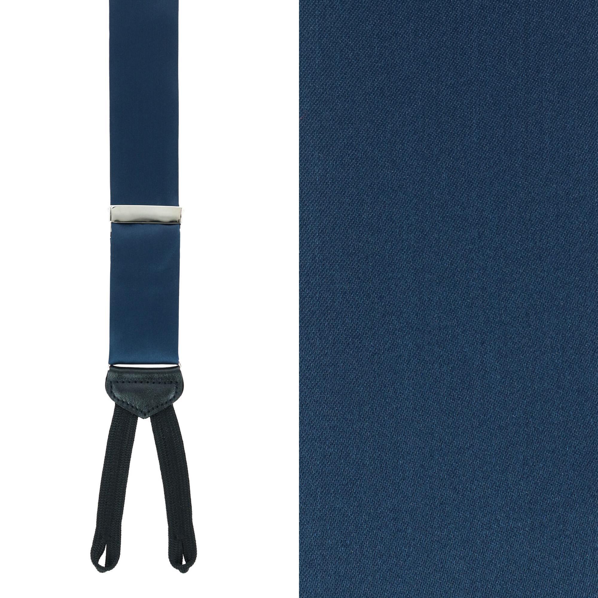 Trafalgar Men's Sutton Solid Color Silk Formal Suspenders | Y-Back, Adjustable Braces - Navy