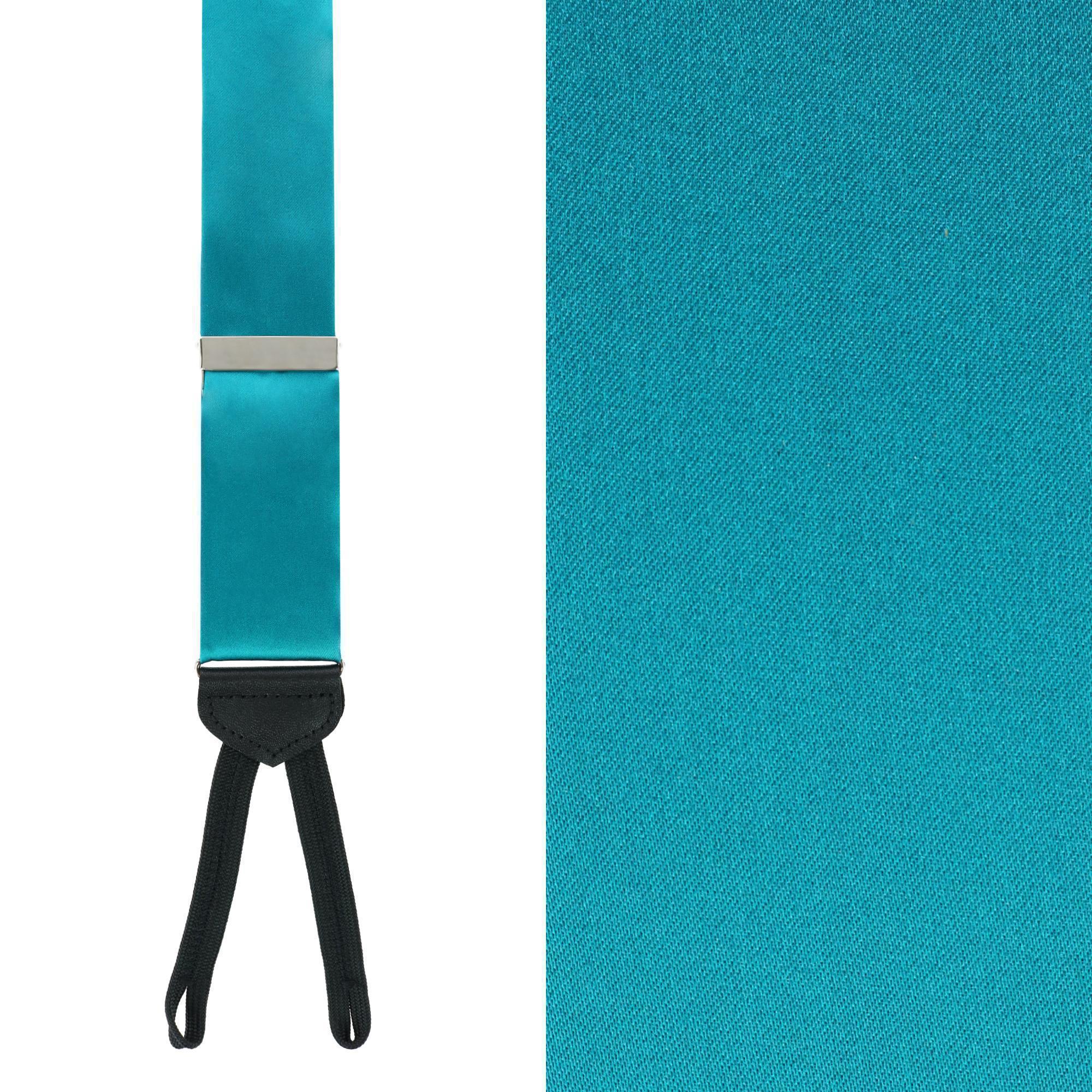 Trafalgar Men's Sutton Solid Color Silk Formal Suspenders | Y-Back, Adjustable Braces - Teal