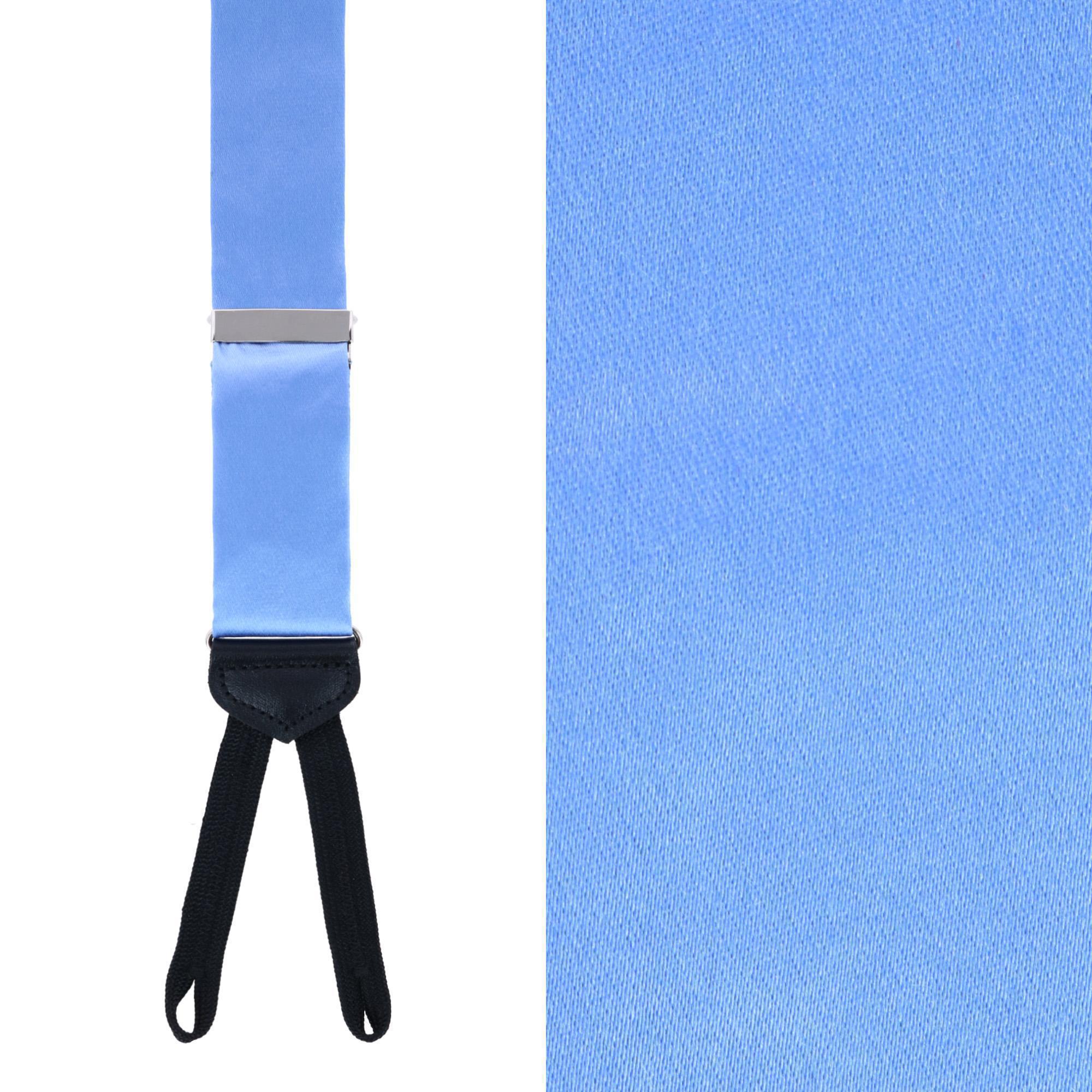 Trafalgar Men's Sutton Solid Color Silk Formal Suspenders | Y-Back, Adjustable Braces - Light blue