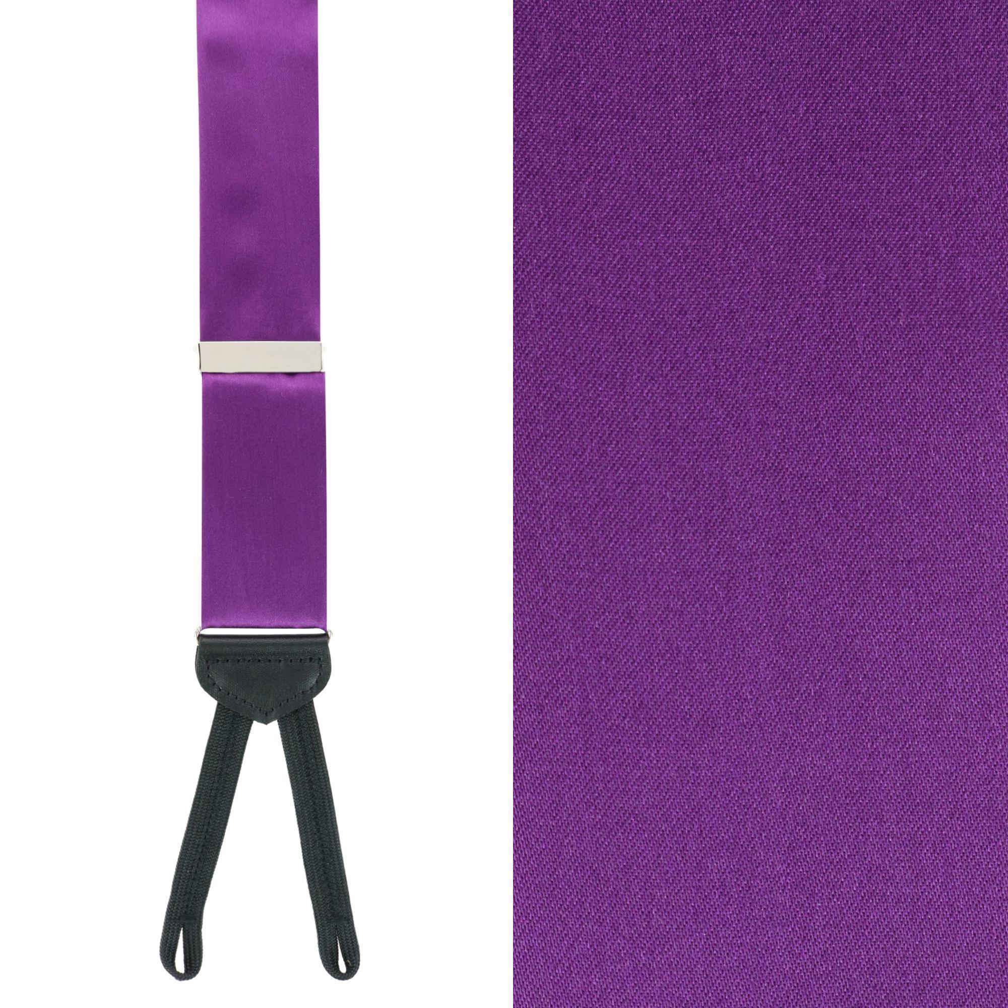 Trafalgar Men's Sutton Solid Color Silk Formal Suspenders | Y-Back, Adjustable Braces - Purple